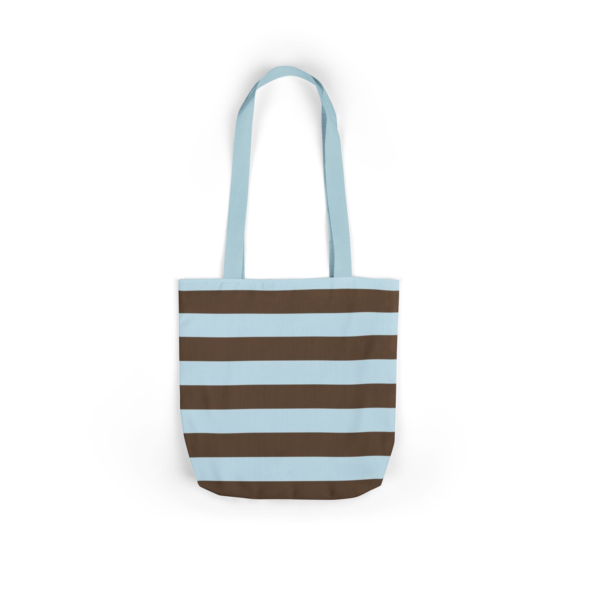 Striped Canvas Tote Bag — Blue & Brown Beach-Ready Shopper