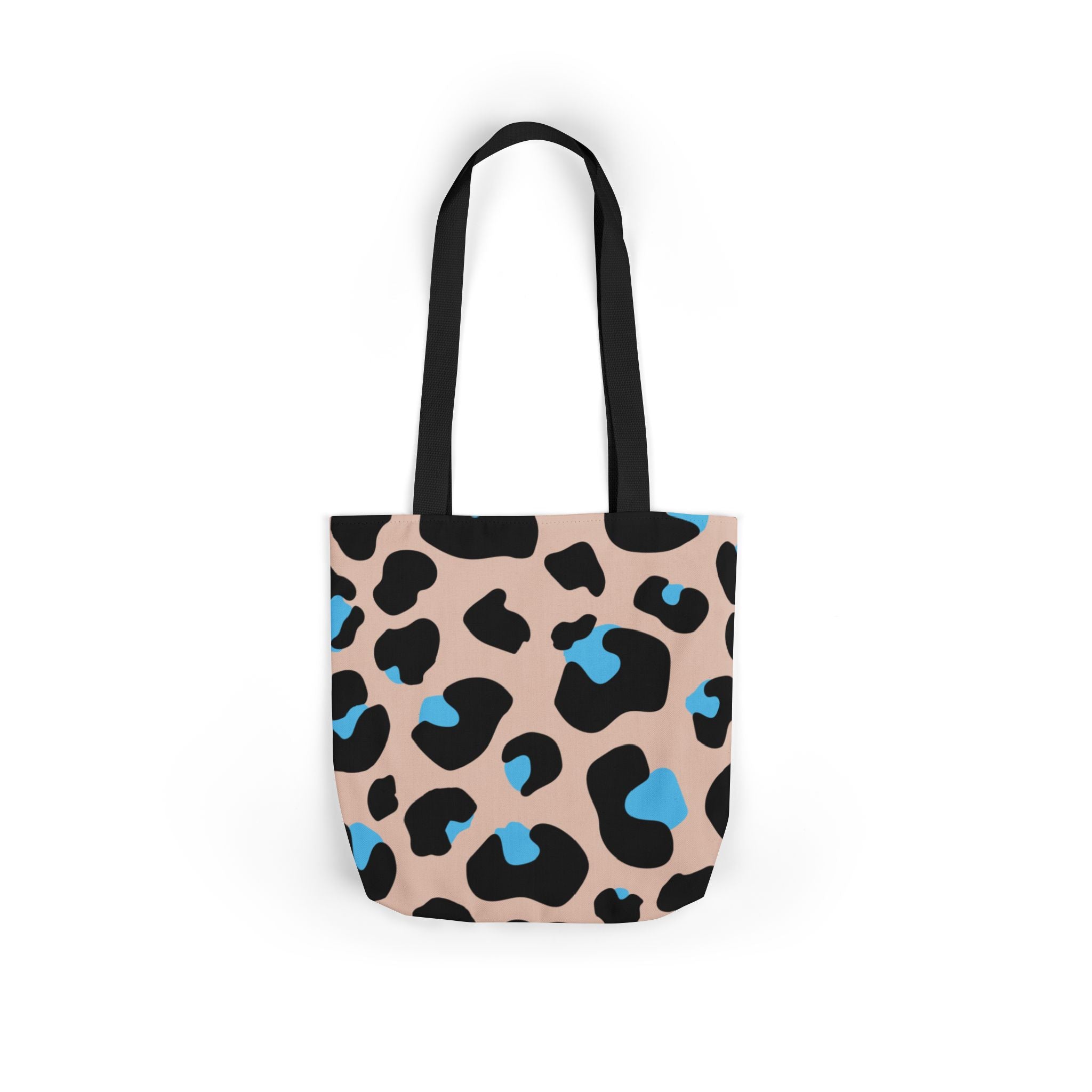 Canvas Tote Bag — Brown Blue Leopard  Beach-Ready Shopper