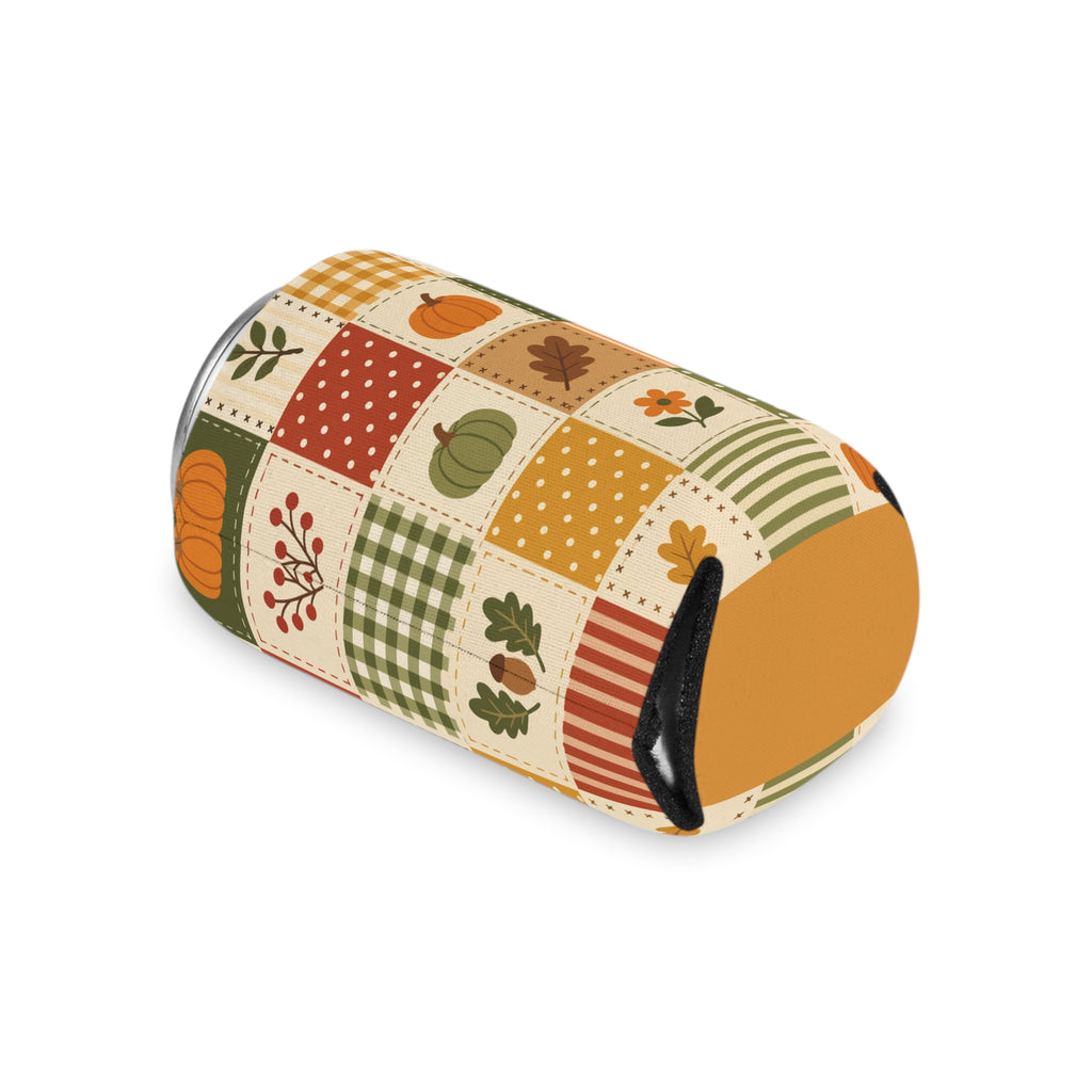 Orange Pumpkin Patchwork Halloween Can Cooler –Fall Autumn Beverage