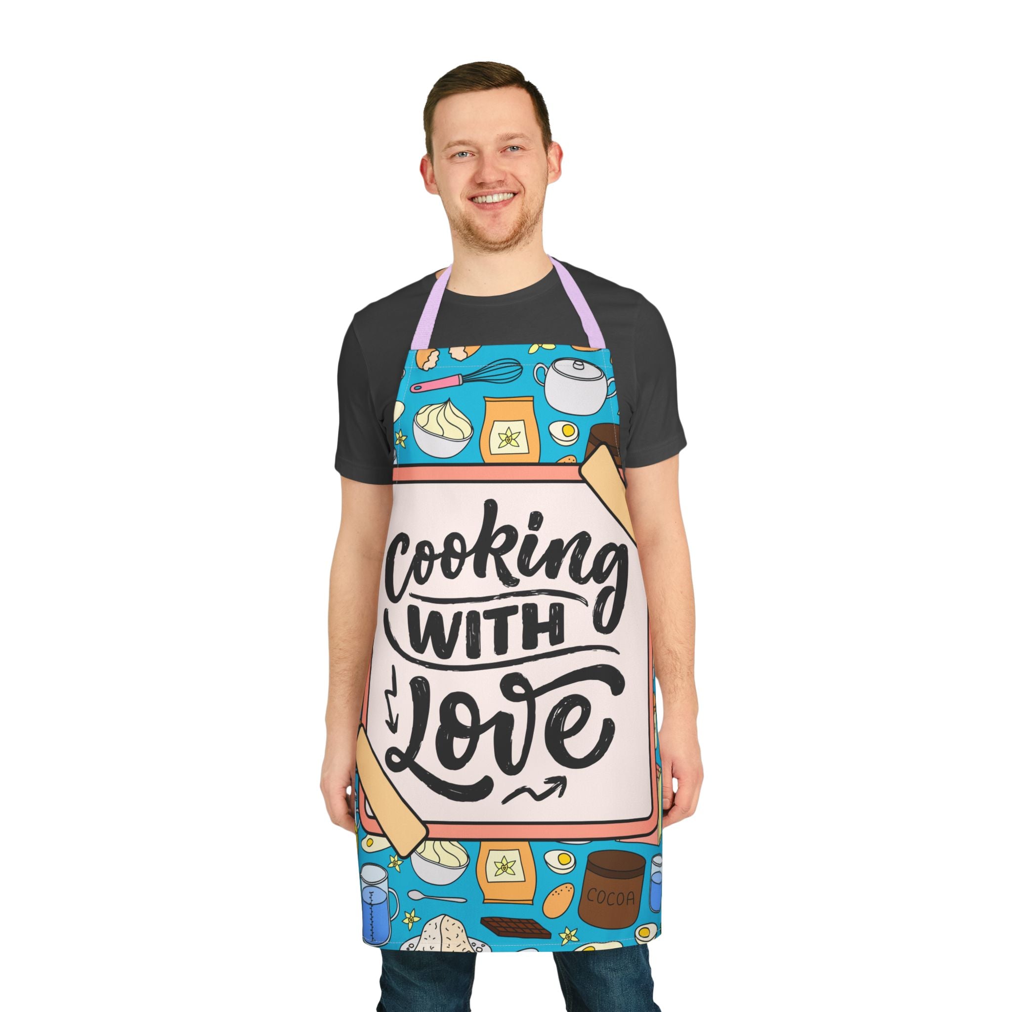 Cooking With Love Kitchen Apron – Colorful Baking & Cooking Apron with Recipe Board Design