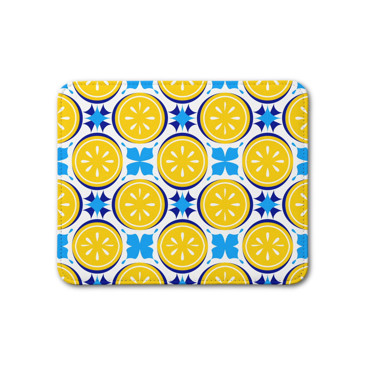 Blue Yellow Lemon Mediterranean Style Leather Placemat - Table Decor