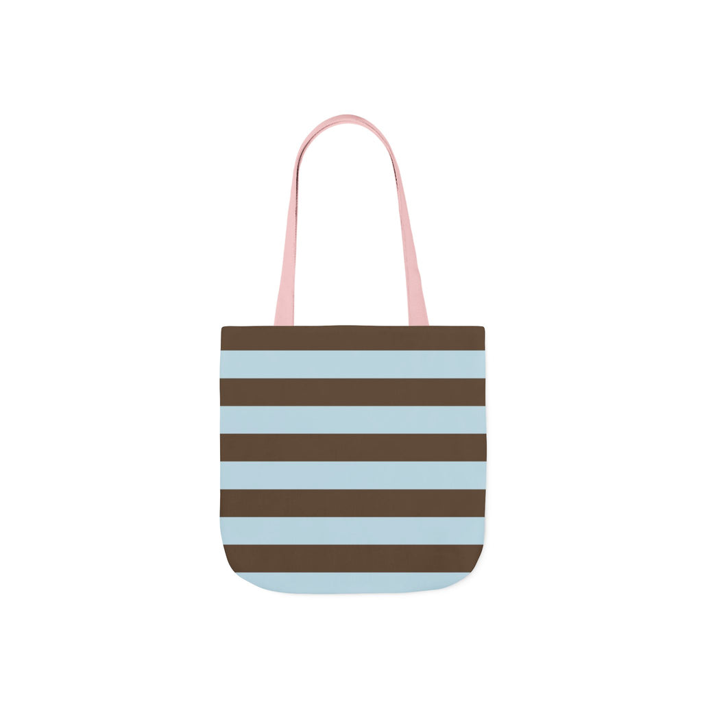 Striped Canvas Tote Bag — Blue & Brown Beach-Ready Shopper