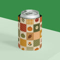 Orange Pumpkin Patchwork Halloween Can Cooler –Fall Autumn Beverage