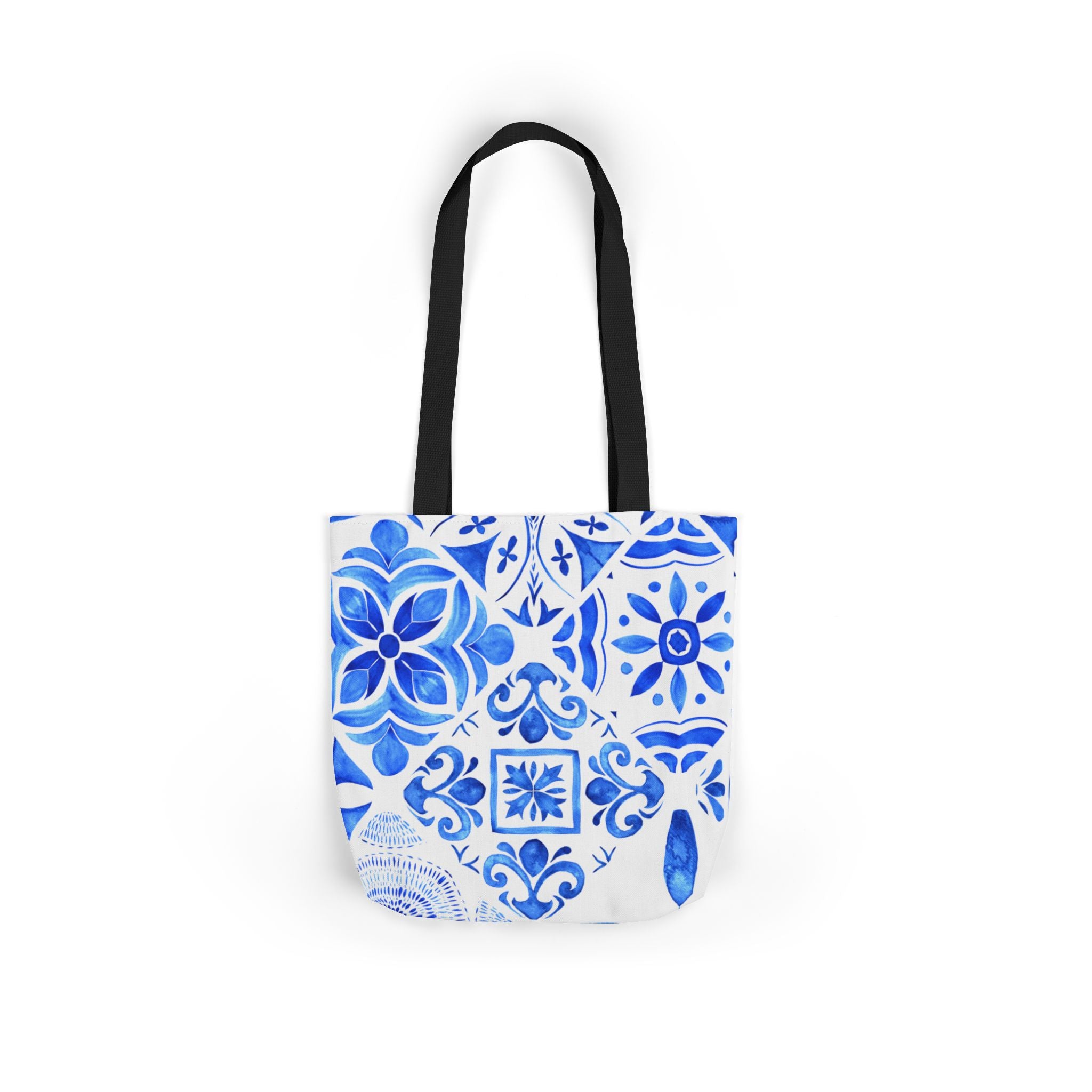 Santorina Inspired Blue White Canvas Tote Bag — Beach-Ready Shopper