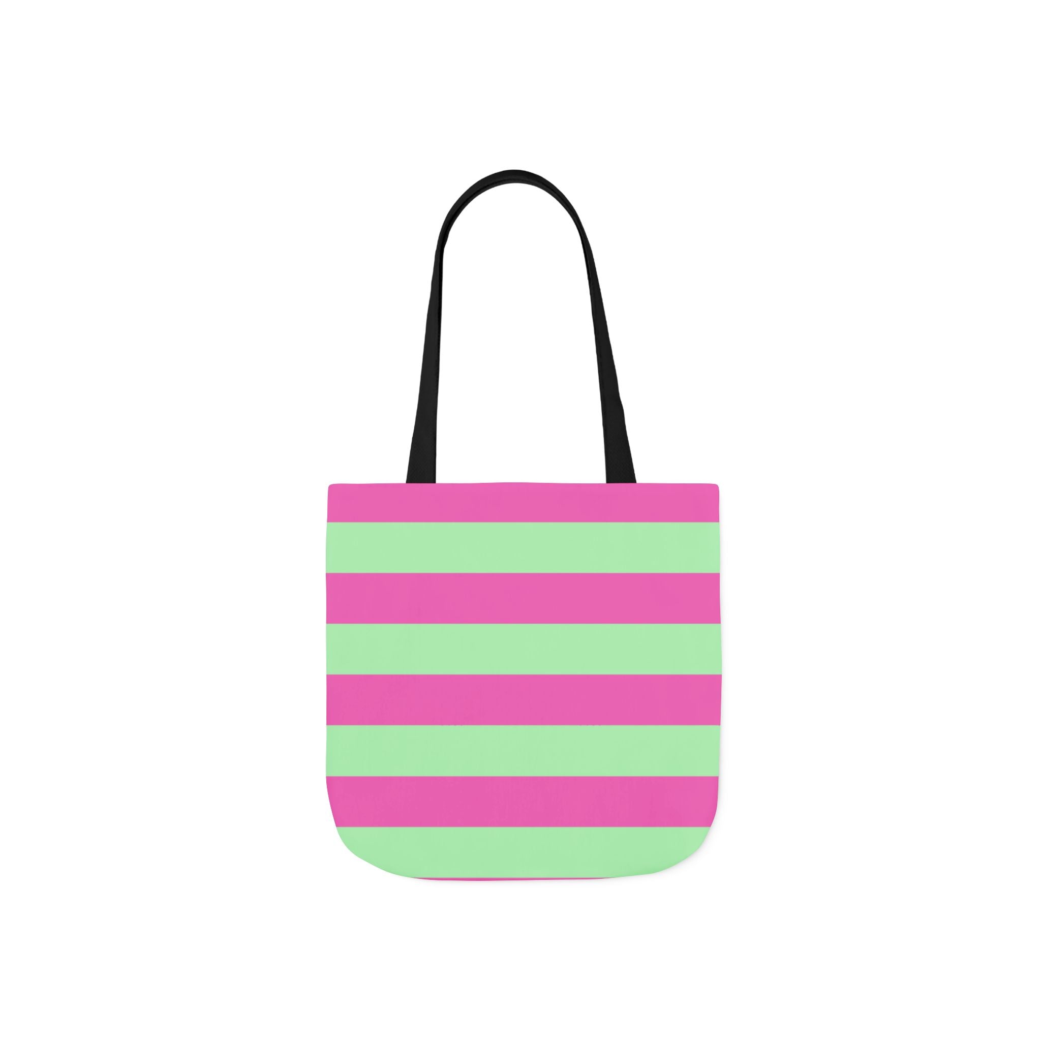 Striped Canvas Tote Bag — Pink & Green Beach-Ready Shopper