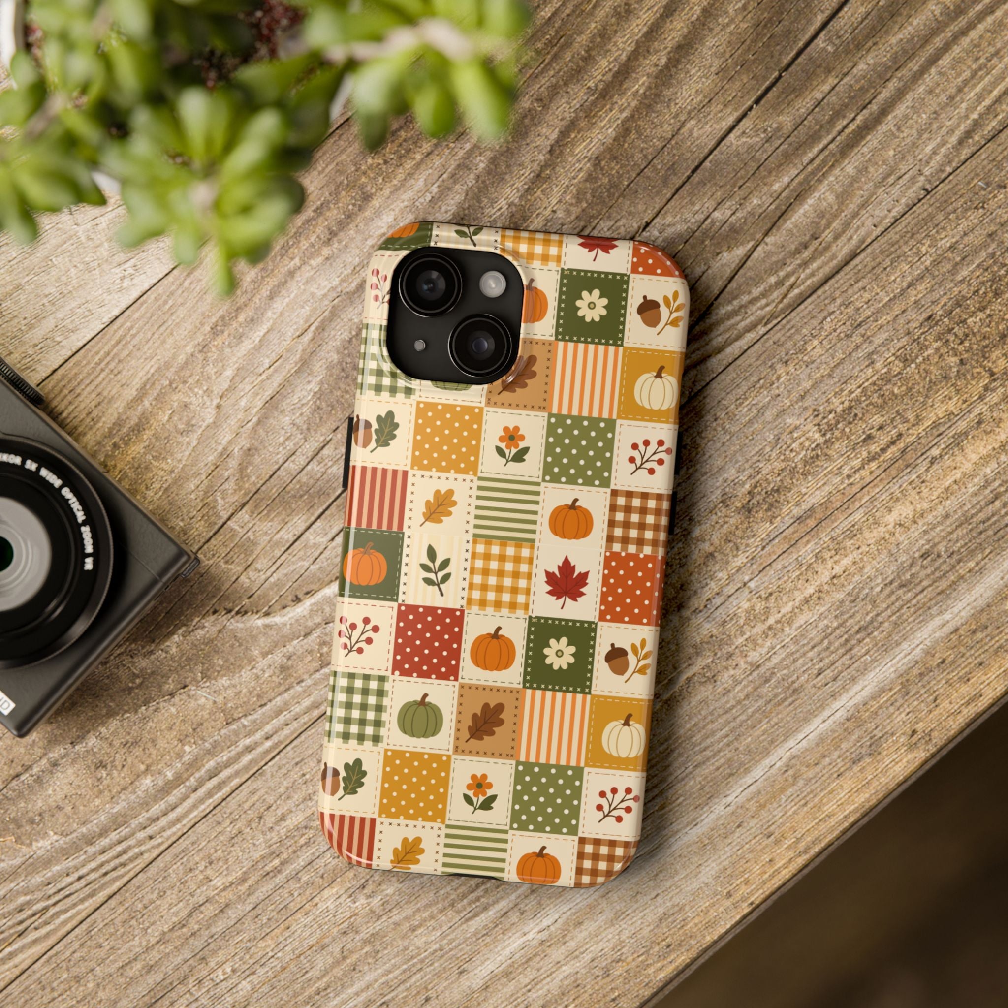 iPhone Case - Patchwork Orange Green Halloween Theme