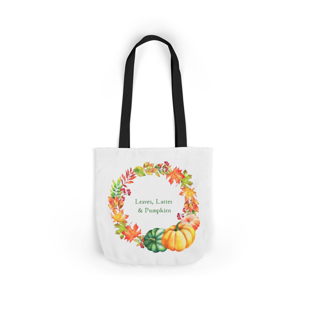 Halloween Canvas Tote Bag — Leaves Lattes & Pumpkins Beach-Ready Shopper