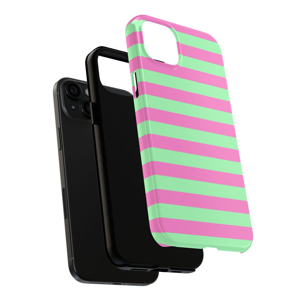 iPhone Case - Pink Green Stripes