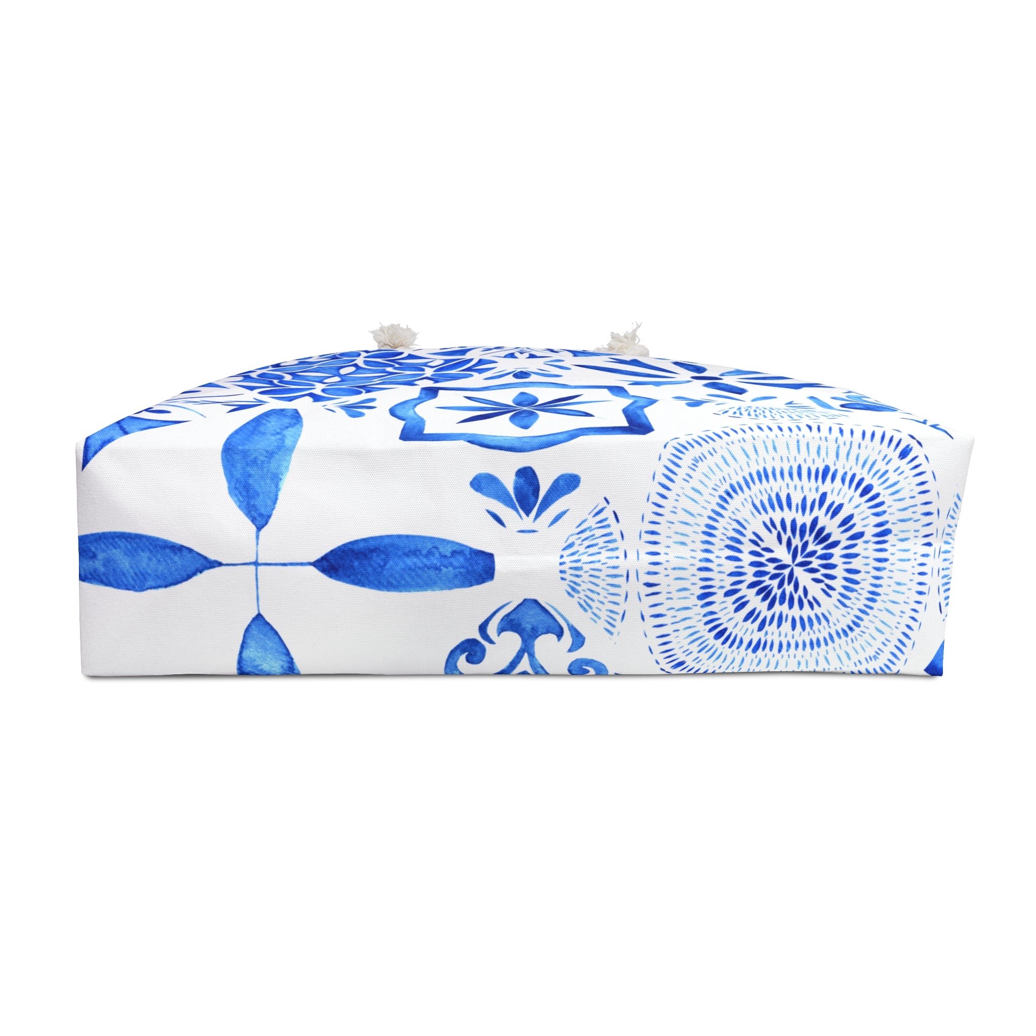 Blue Mediterranean Tile Weekender Bag — Large Travel or Beach Tote