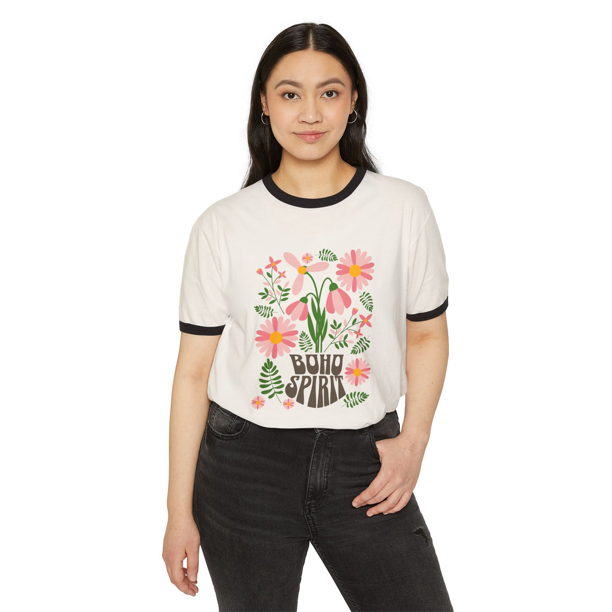 Boho Spirit Floral Ringer T-Shirt