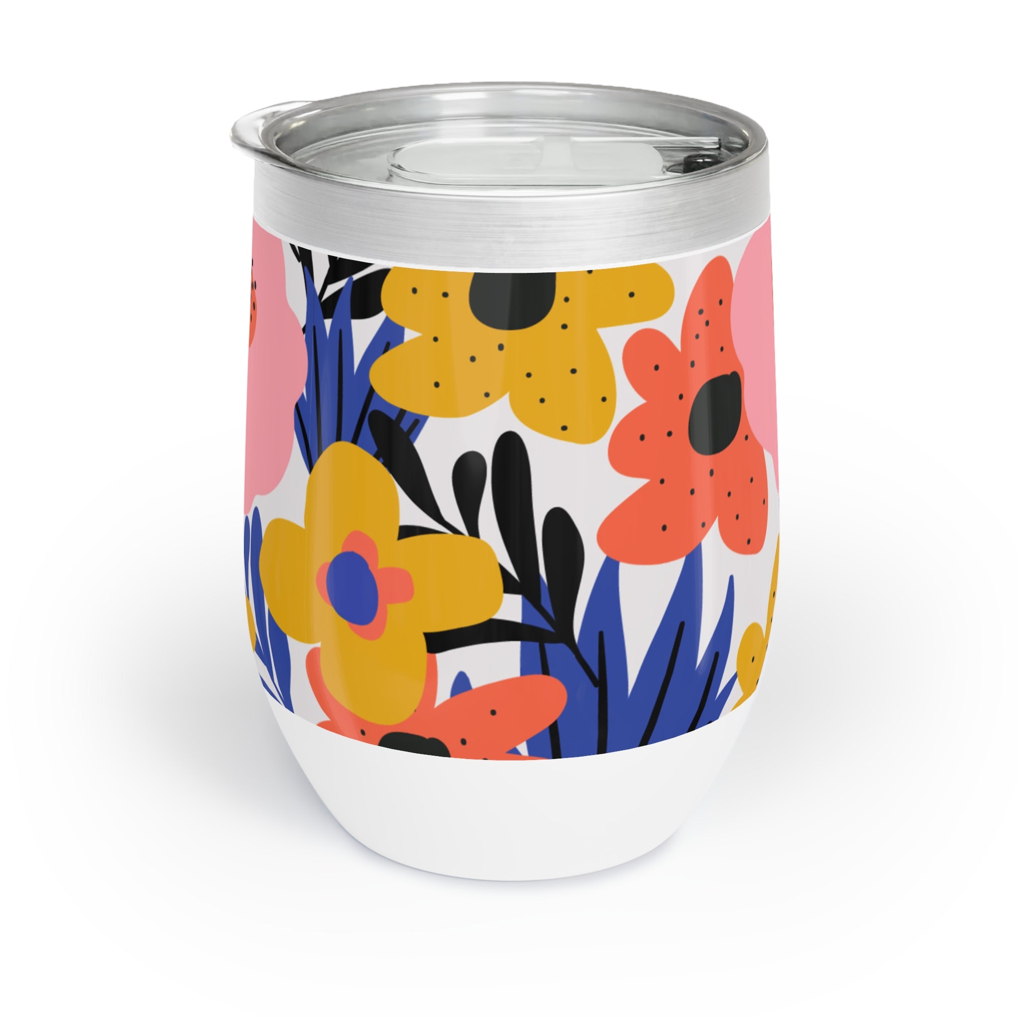 Chill Wine Tumbler - Colourful Abstract Floral Design