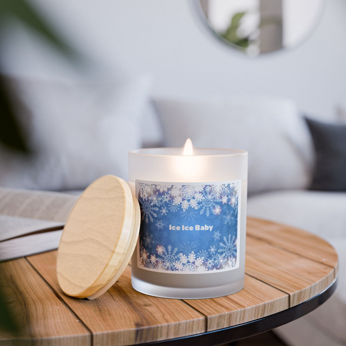 Holiday Candle — “Ice Ice Baby” Frosted Glass 11oz