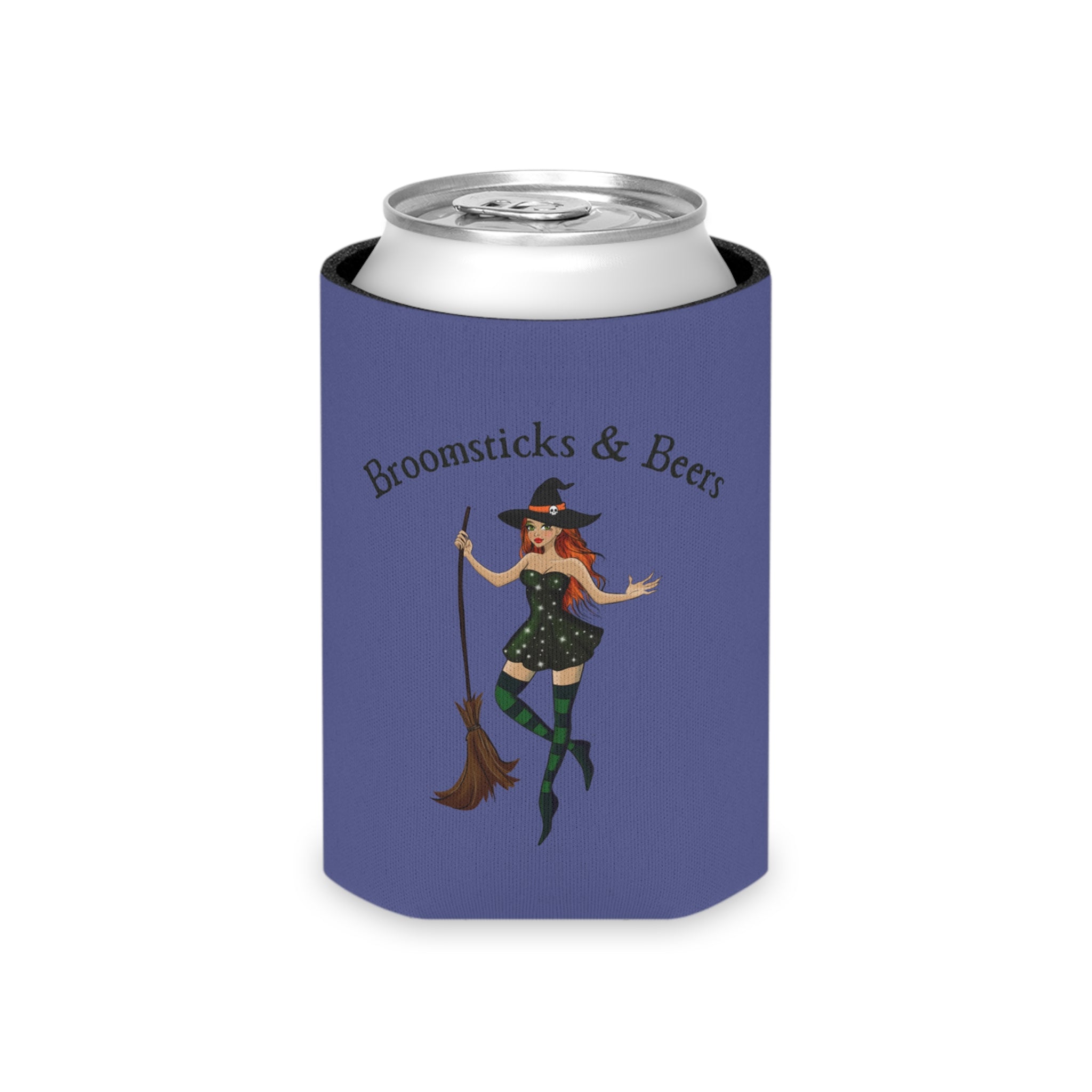 Witch with Broomsticks & Beers Halloween Can Cooler –Fall Autumn Halloween