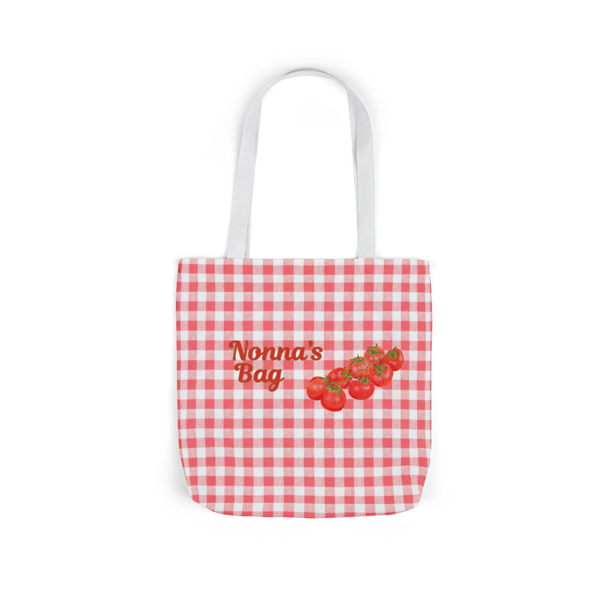 Nonna Tomato Red Gingham Canvas Tote Bag  - Beach-Ready Shopper
