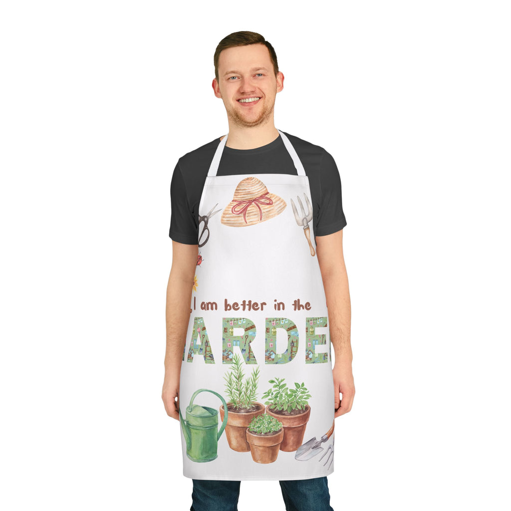 Garden or Kitchen Apron — "I Am Better in the Garden" Floral Watercolor Gardening Apron