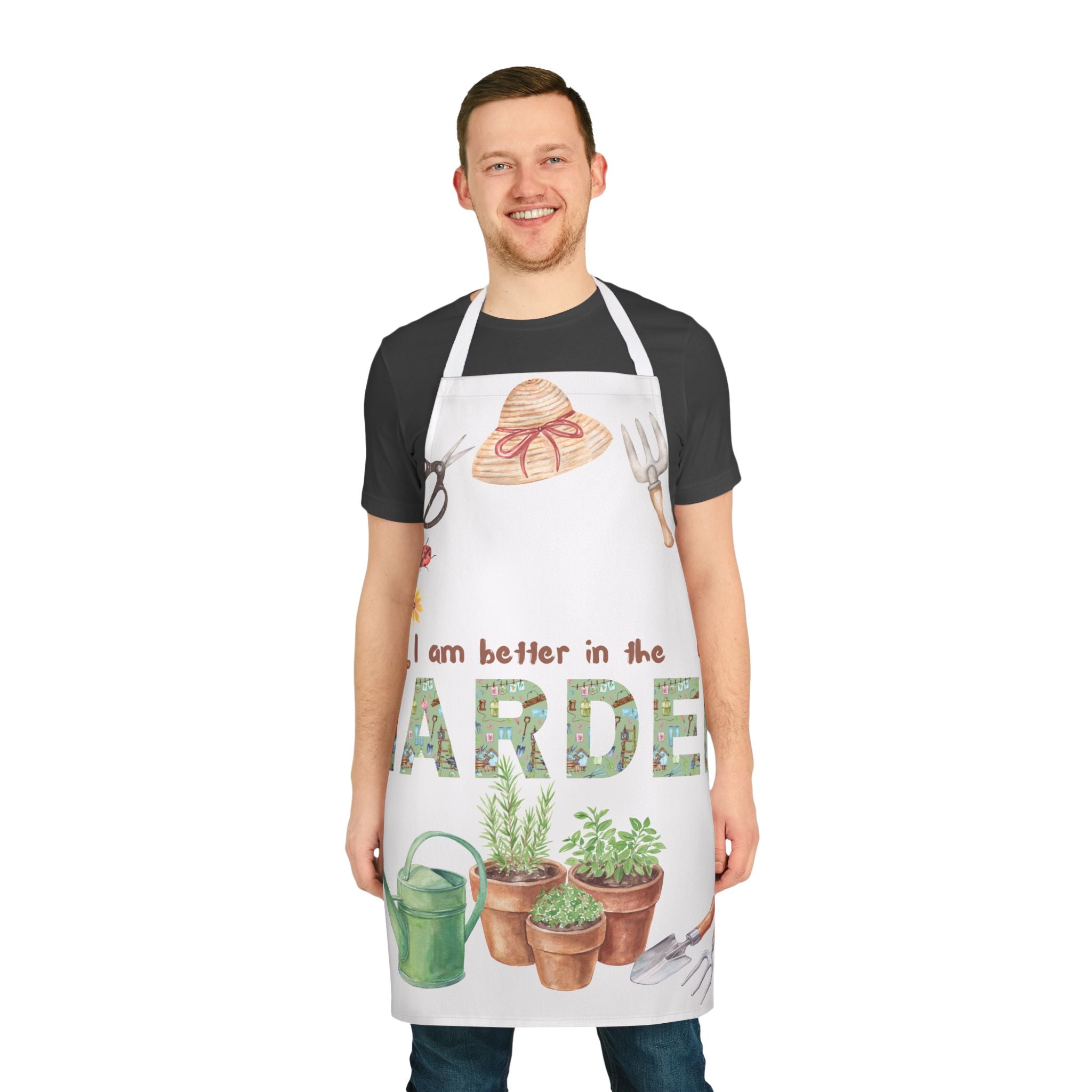 Garden or Kitchen Apron — "I Am Better in the Garden" Floral Watercolor Gardening Apron