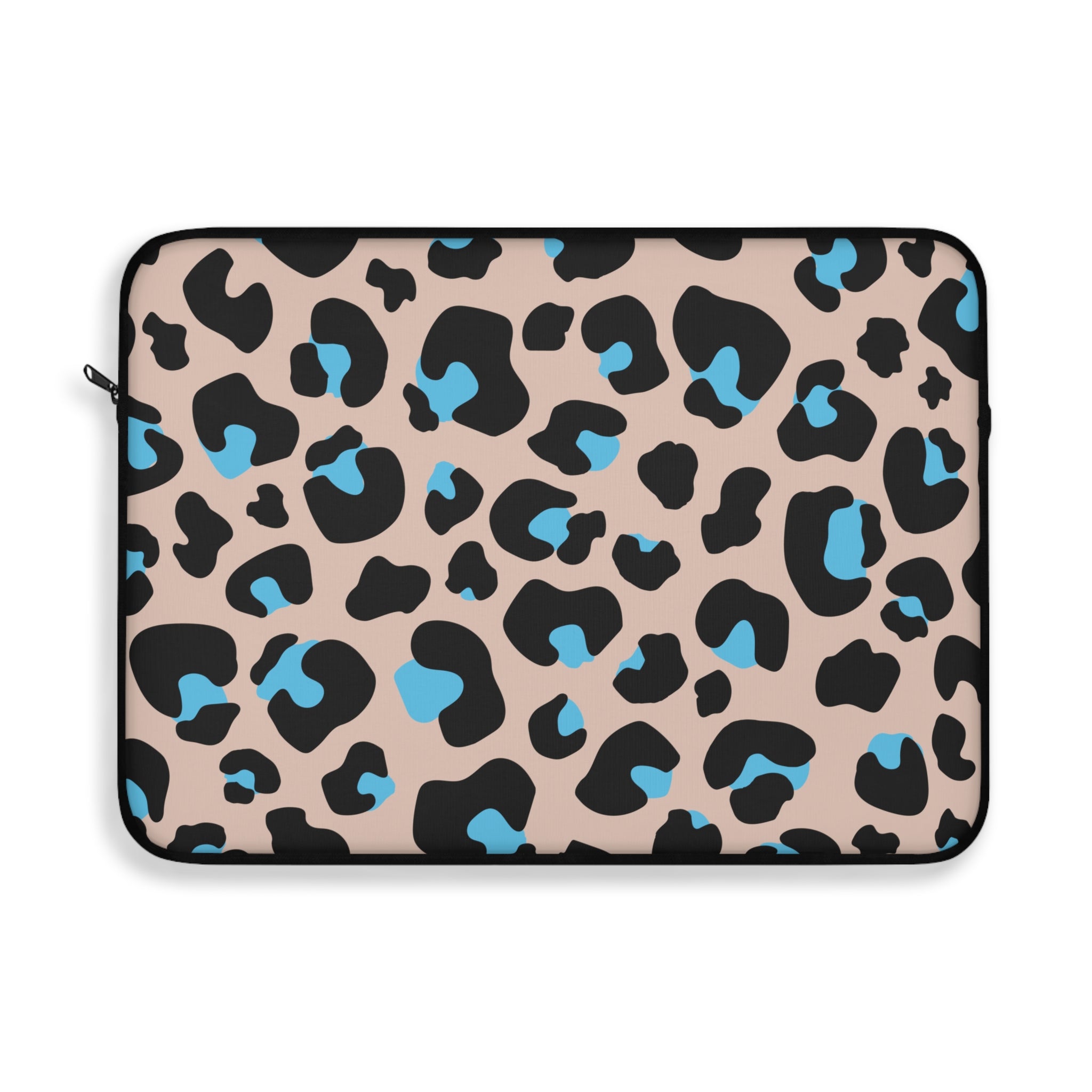 Blue Brown Leopard Print Laptop Sleeve - Protective Neoprene Cover