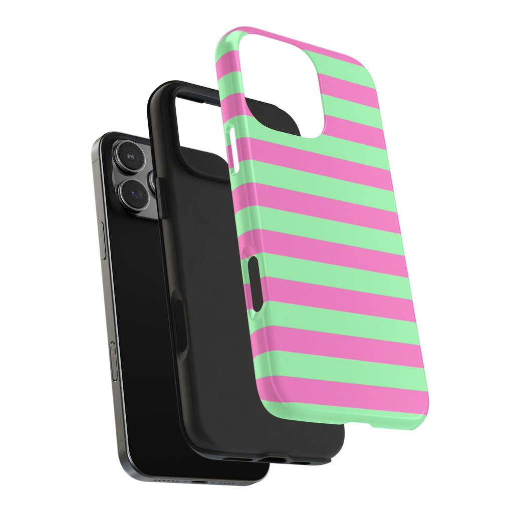 iPhone Case - Pink Green Stripes
