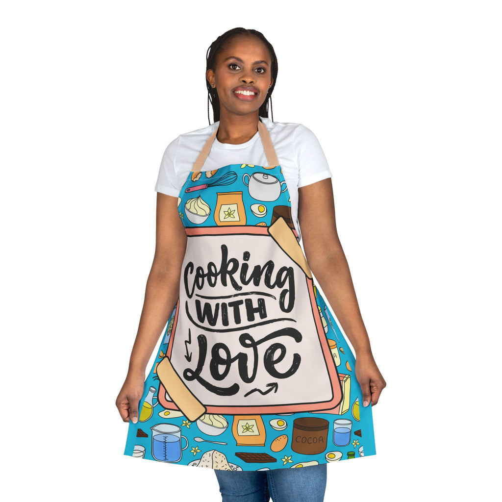 Cooking With Love Kitchen Apron – Colorful Baking & Cooking Apron with Recipe Board Design
