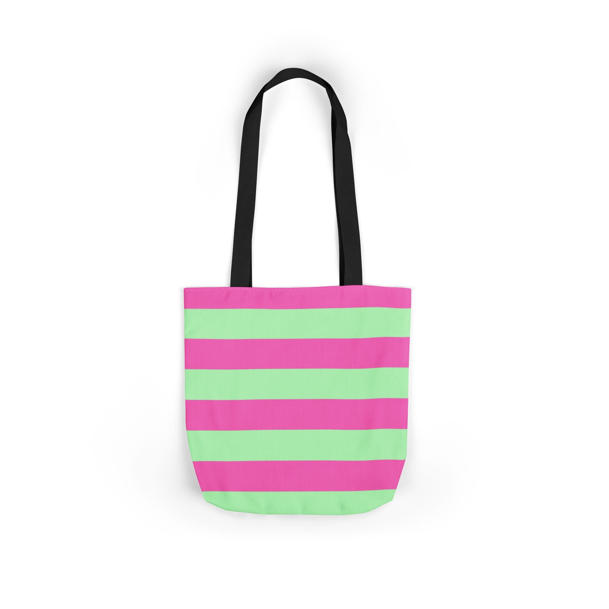 Striped Canvas Tote Bag — Pink & Green Beach-Ready Shopper