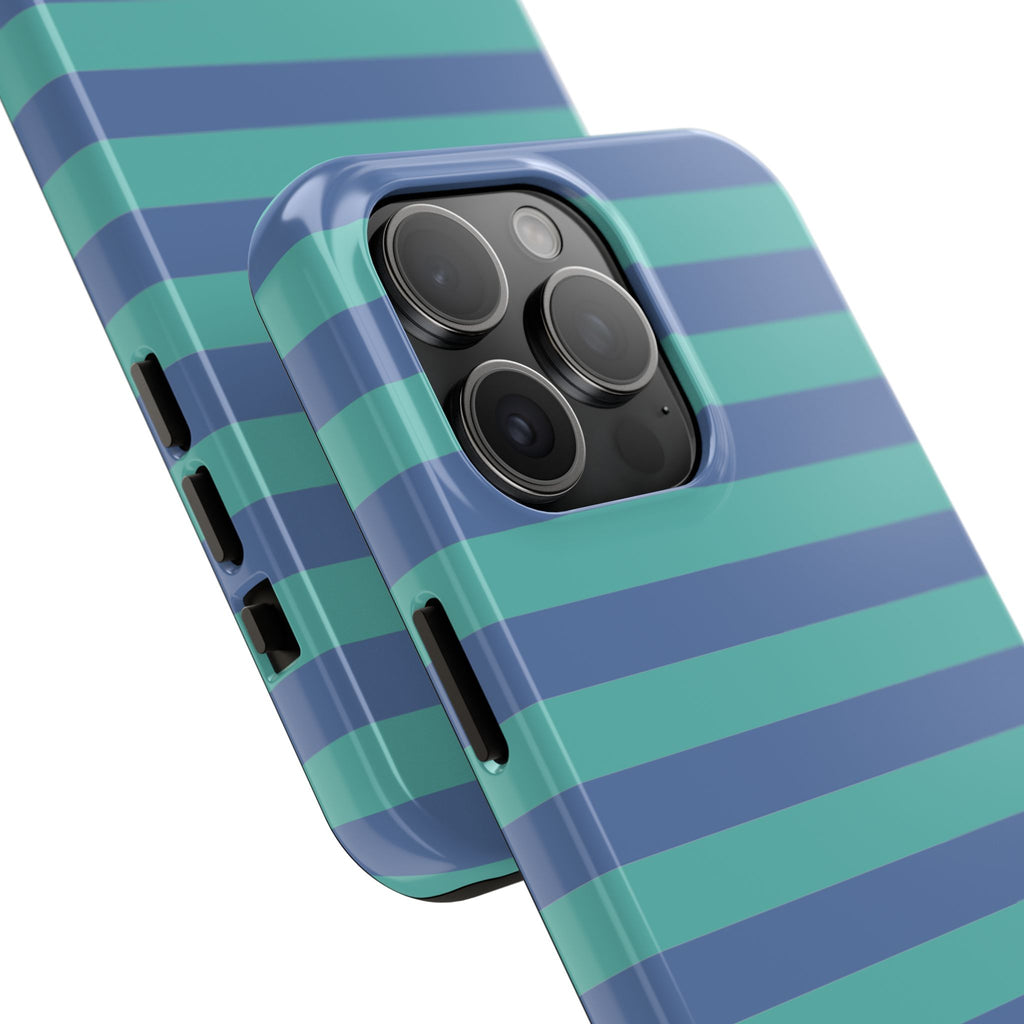 iPhone Case Navy Aqua Stripes