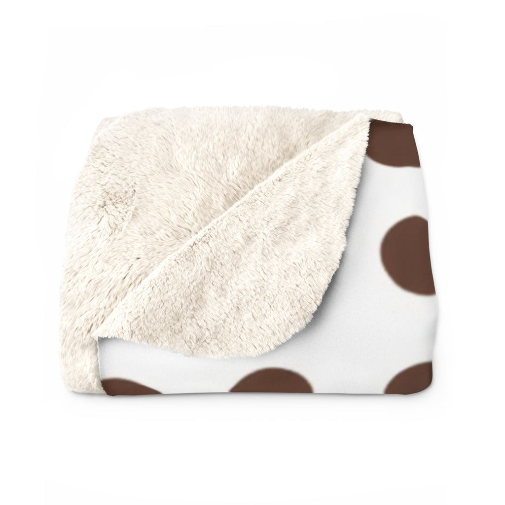 Sherpa Fleece Blanket – Cozy Brown Polka Dot Throw