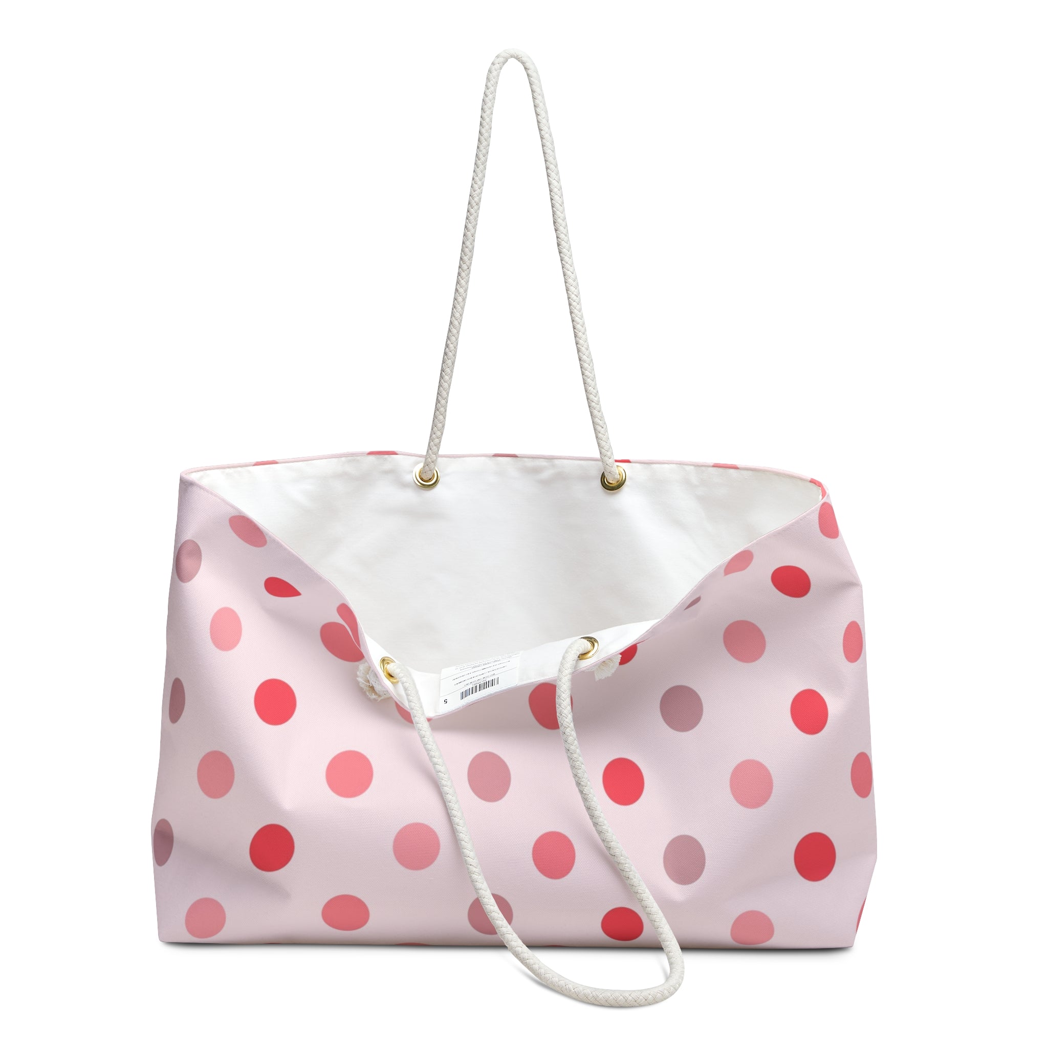 Pink Polka Dot Tile Weekender Bag — Large Travel or Beach Tote