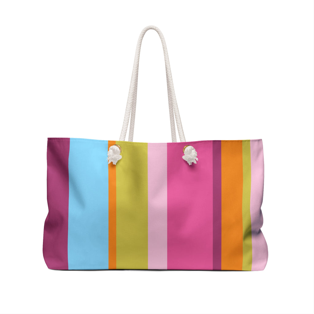 Striped Weekender Bag — Large Travel or Beach Tote