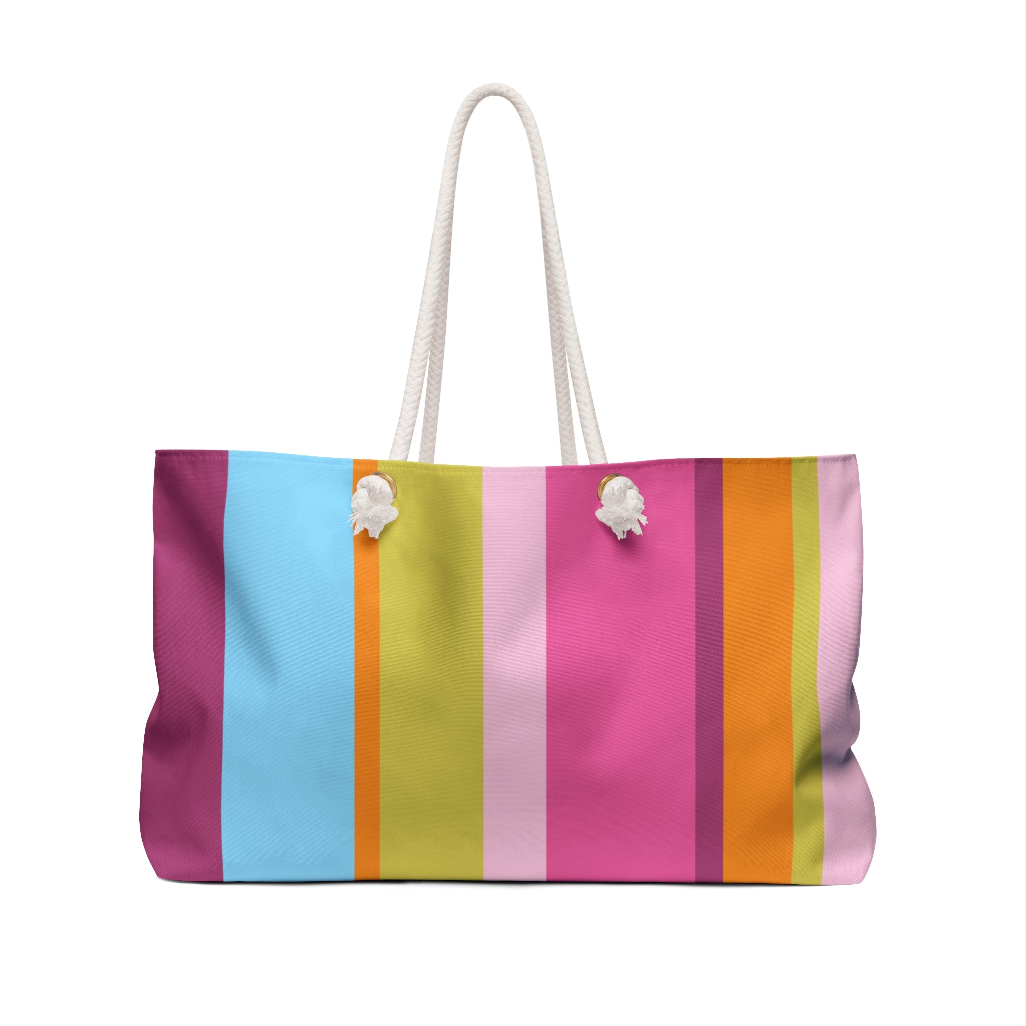 Striped Weekender Bag — Large Travel or Beach Tote
