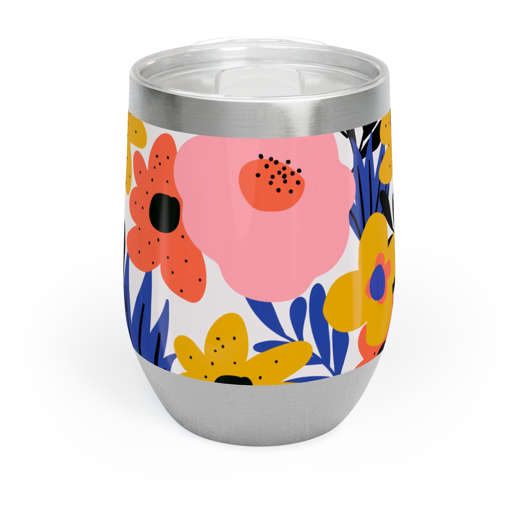 Chill Wine Tumbler - Colourful Abstract Floral Design