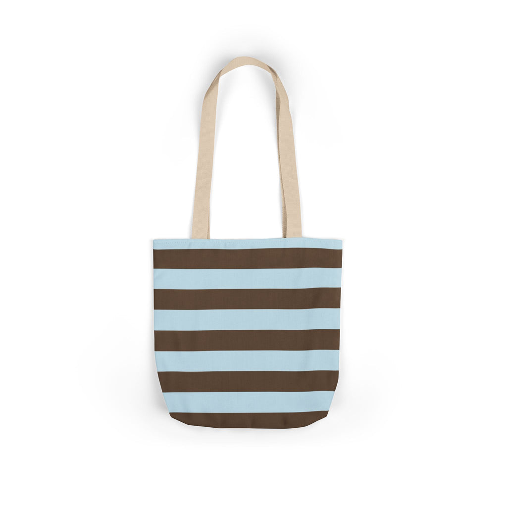 Striped Canvas Tote Bag — Blue & Brown Beach-Ready Shopper