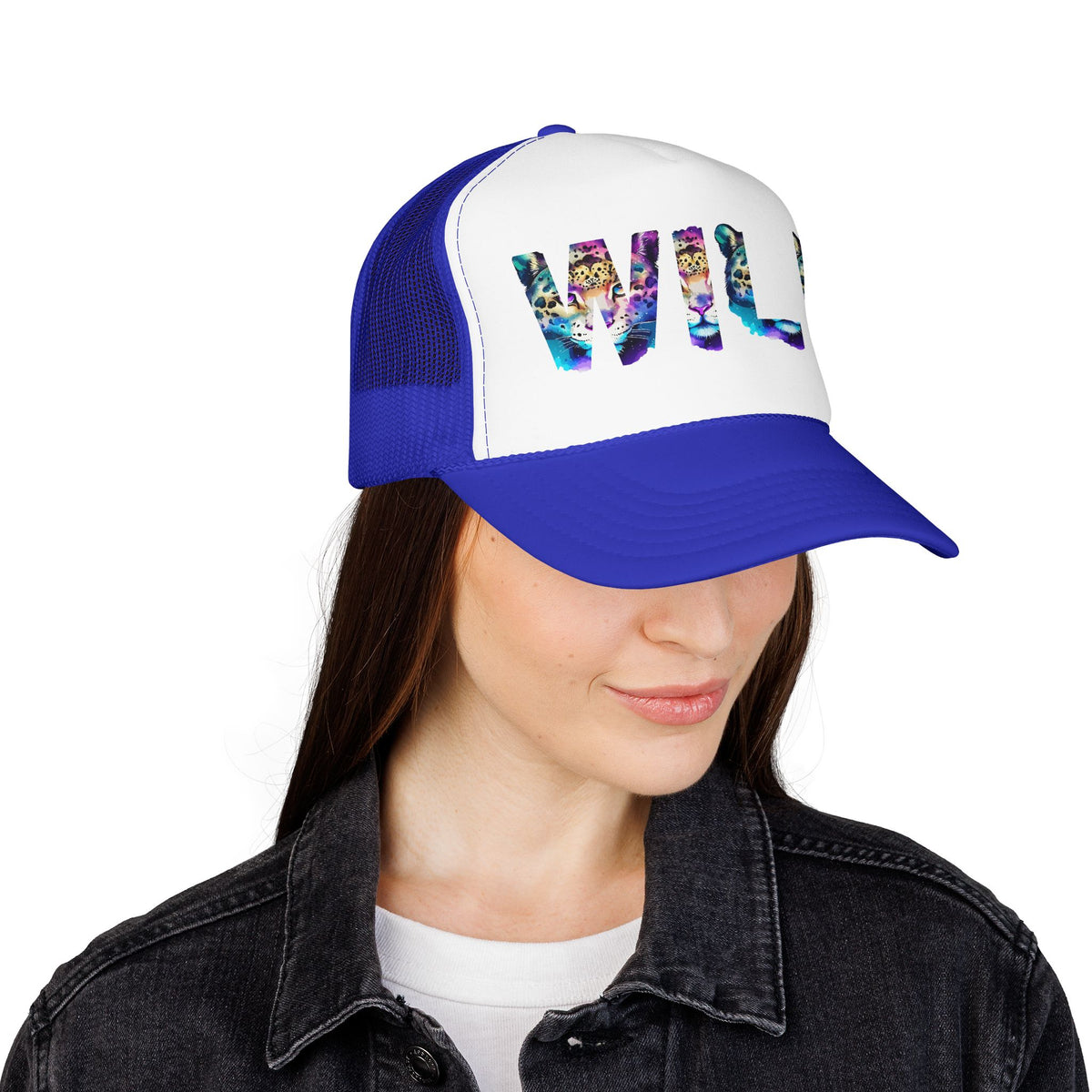 Wild Leopard Print Foam Trucker Hat - Colorful Animal Graphic Cap