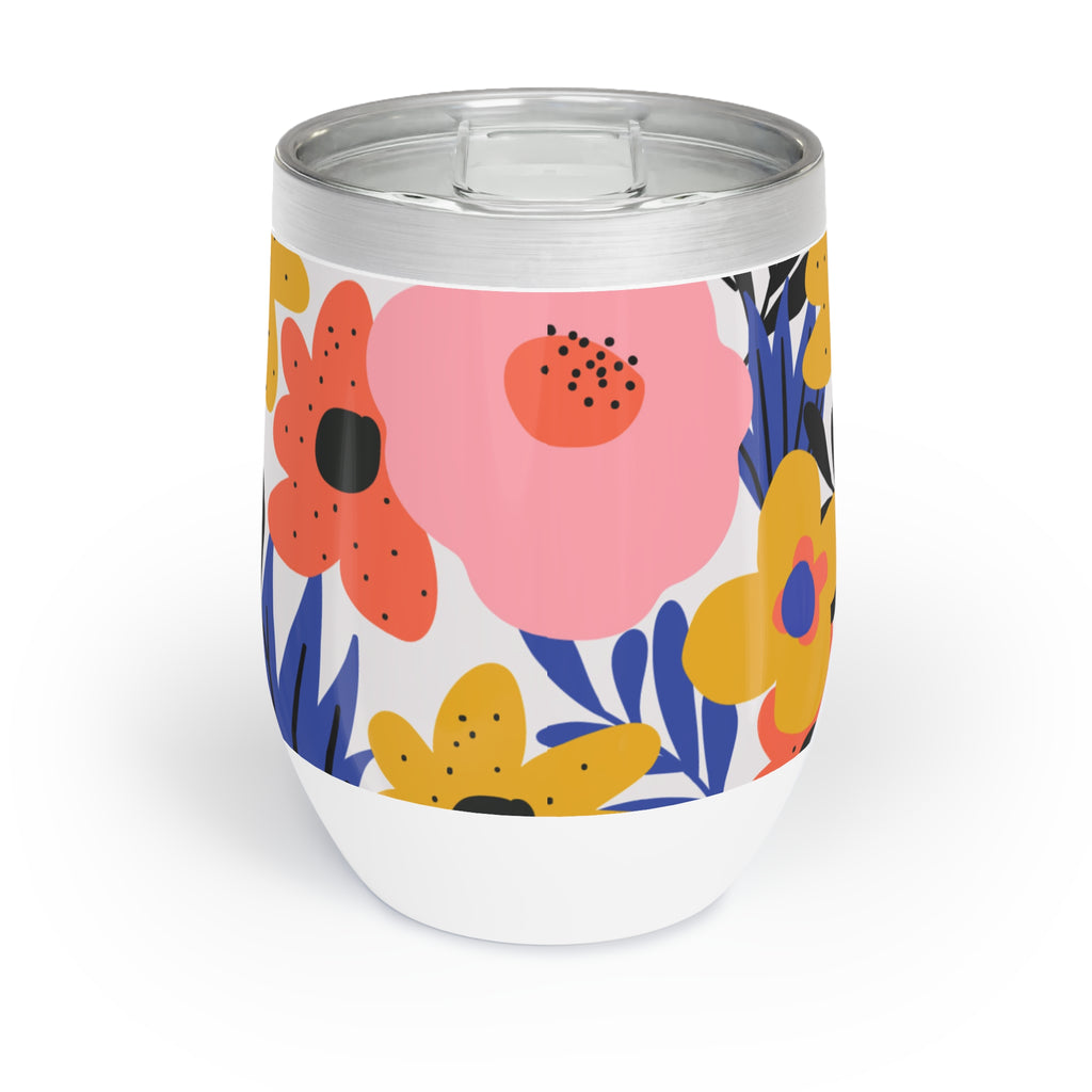 Chill Wine Tumbler - Colourful Abstract Floral Design