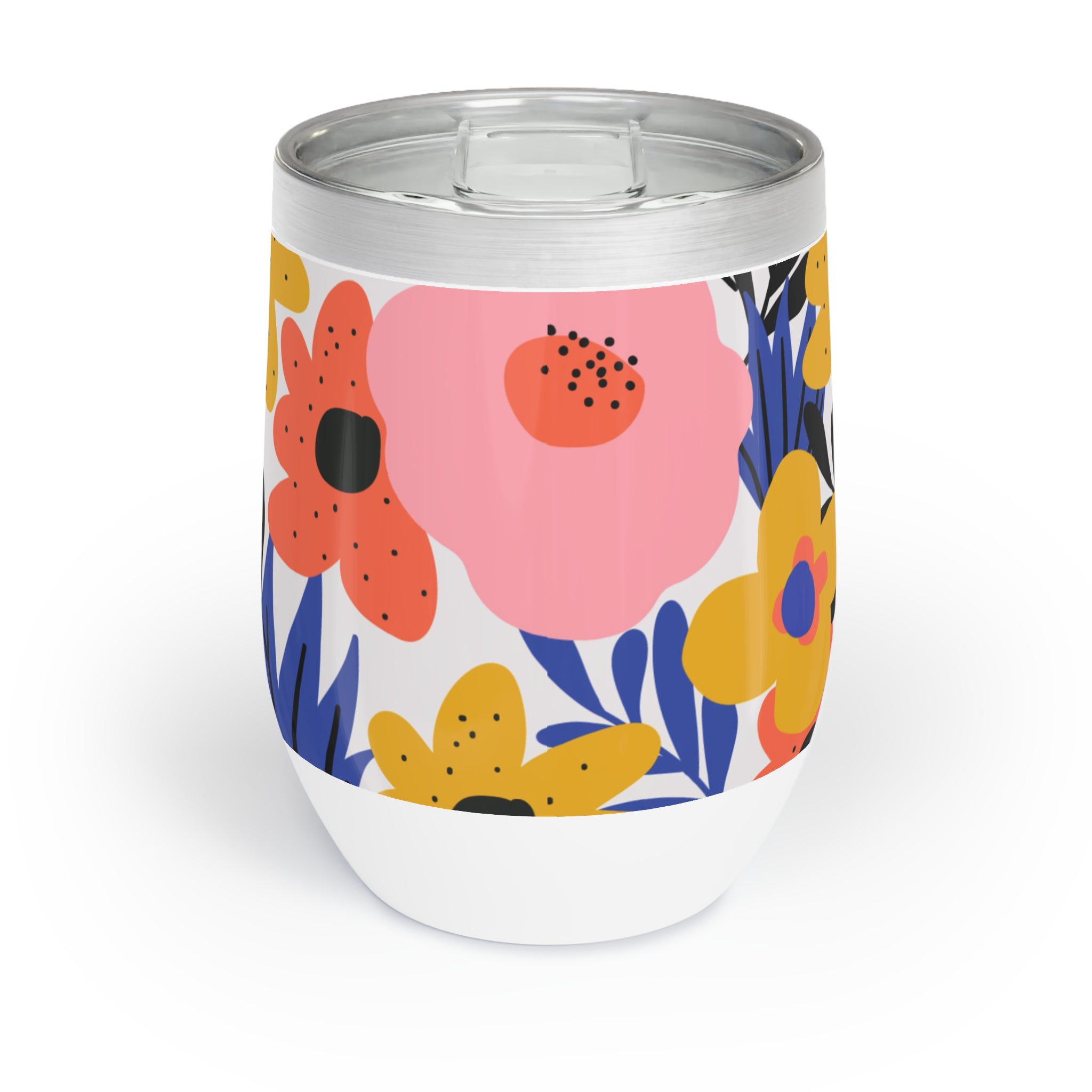 Chill Wine Tumbler - Colourful Abstract Floral Design