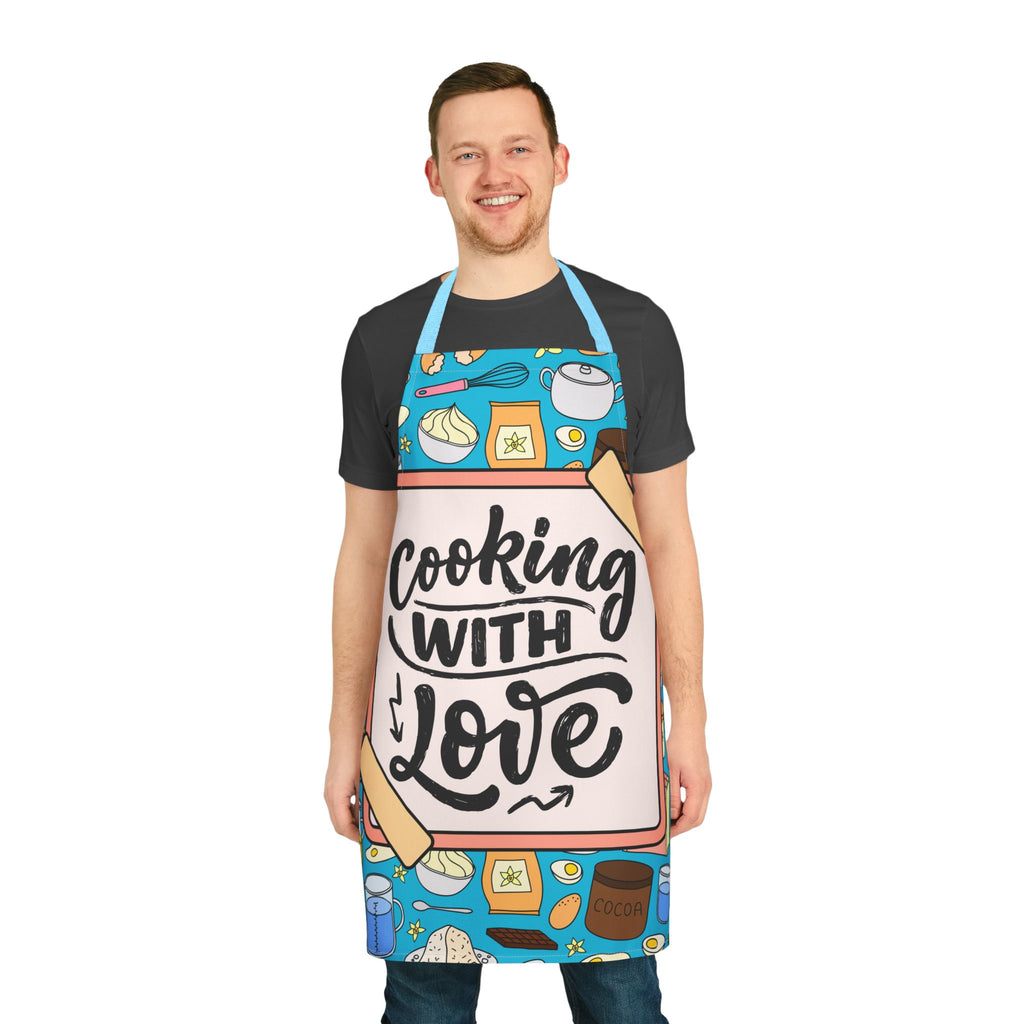 Cooking With Love Kitchen Apron – Colorful Baking & Cooking Apron with Recipe Board Design