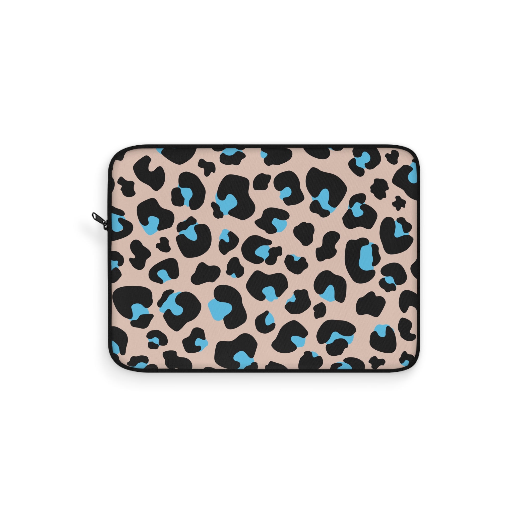Blue Brown Leopard Print Laptop Sleeve - Protective Neoprene Cover