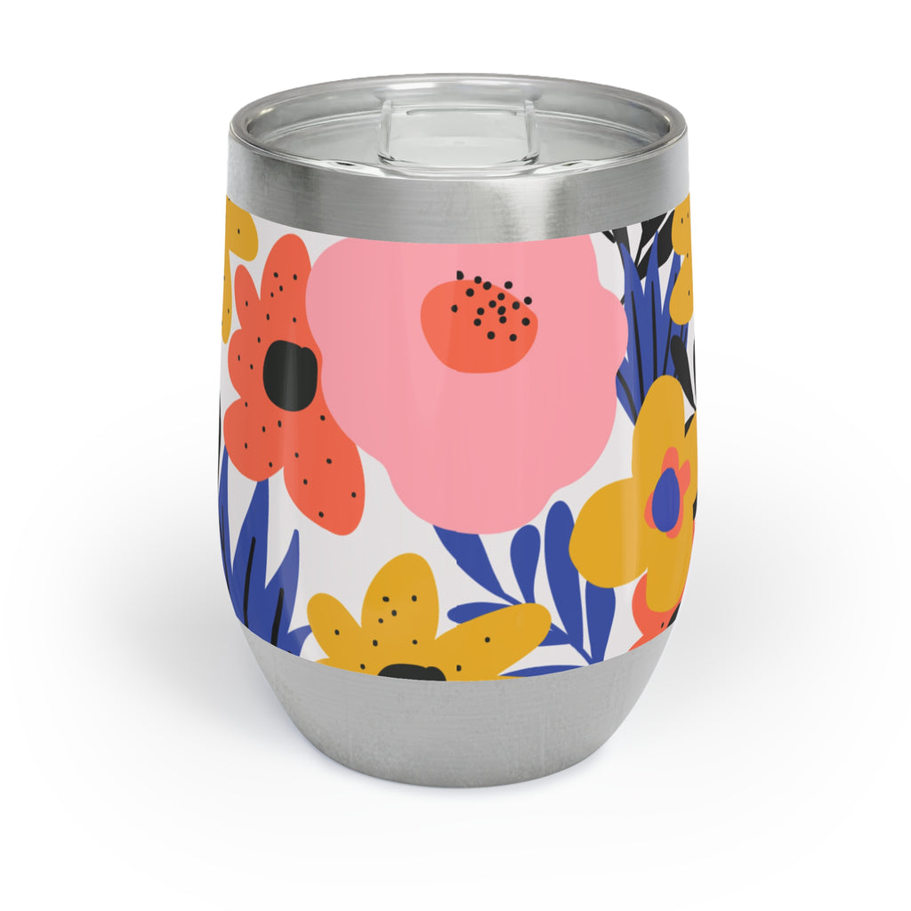 Chill Wine Tumbler - Colourful Abstract Floral Design