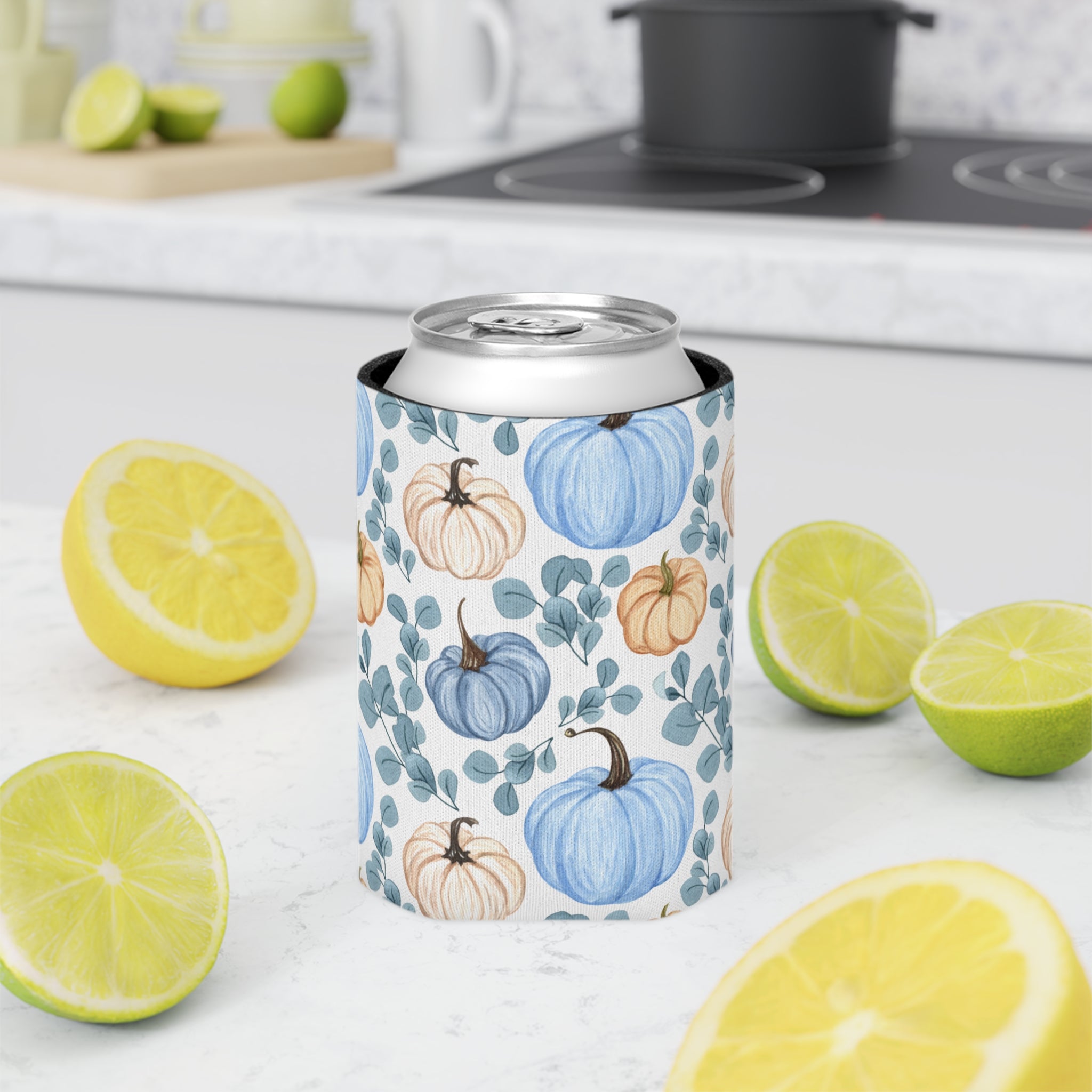 Blue Orange Pumpkin Halloween Can Cooler –Fall Autumn Halloween