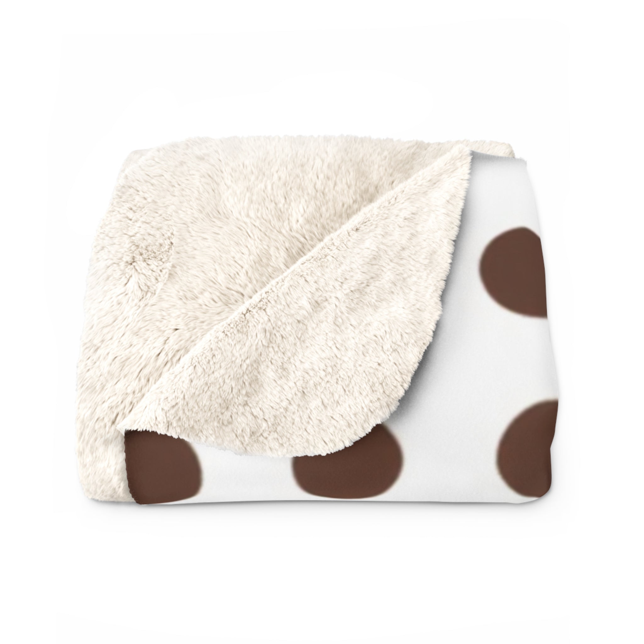 Sherpa Fleece Blanket – Cozy Brown Polka Dot Throw