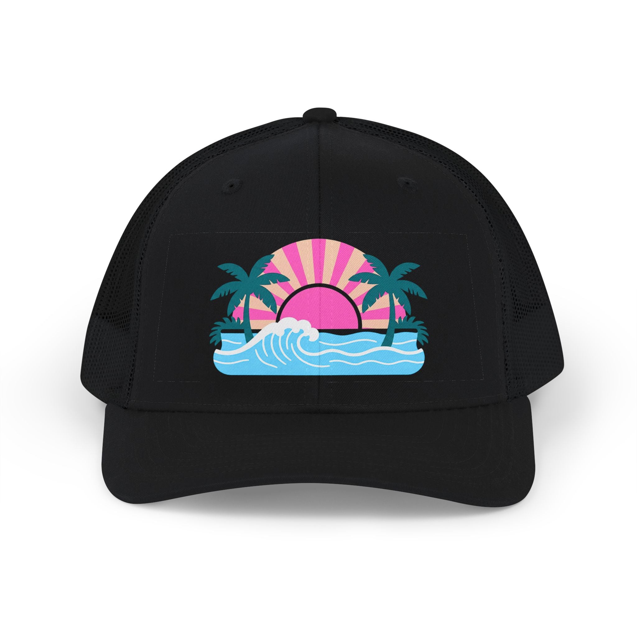 Pastel Beach Vibes Trucker Cap - Black