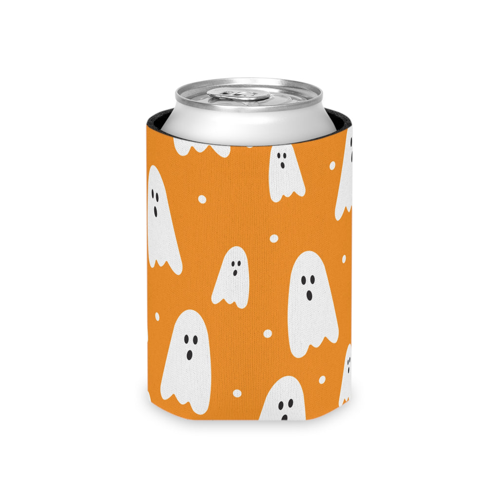 Ghost Halloween Can Cooler –Fall Autumn Beverage Orange White