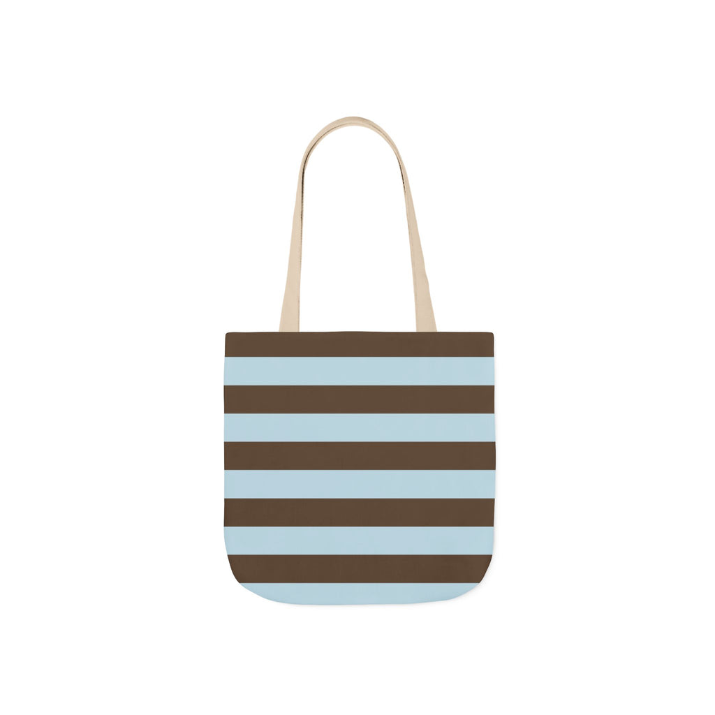 Striped Canvas Tote Bag — Blue & Brown Beach-Ready Shopper