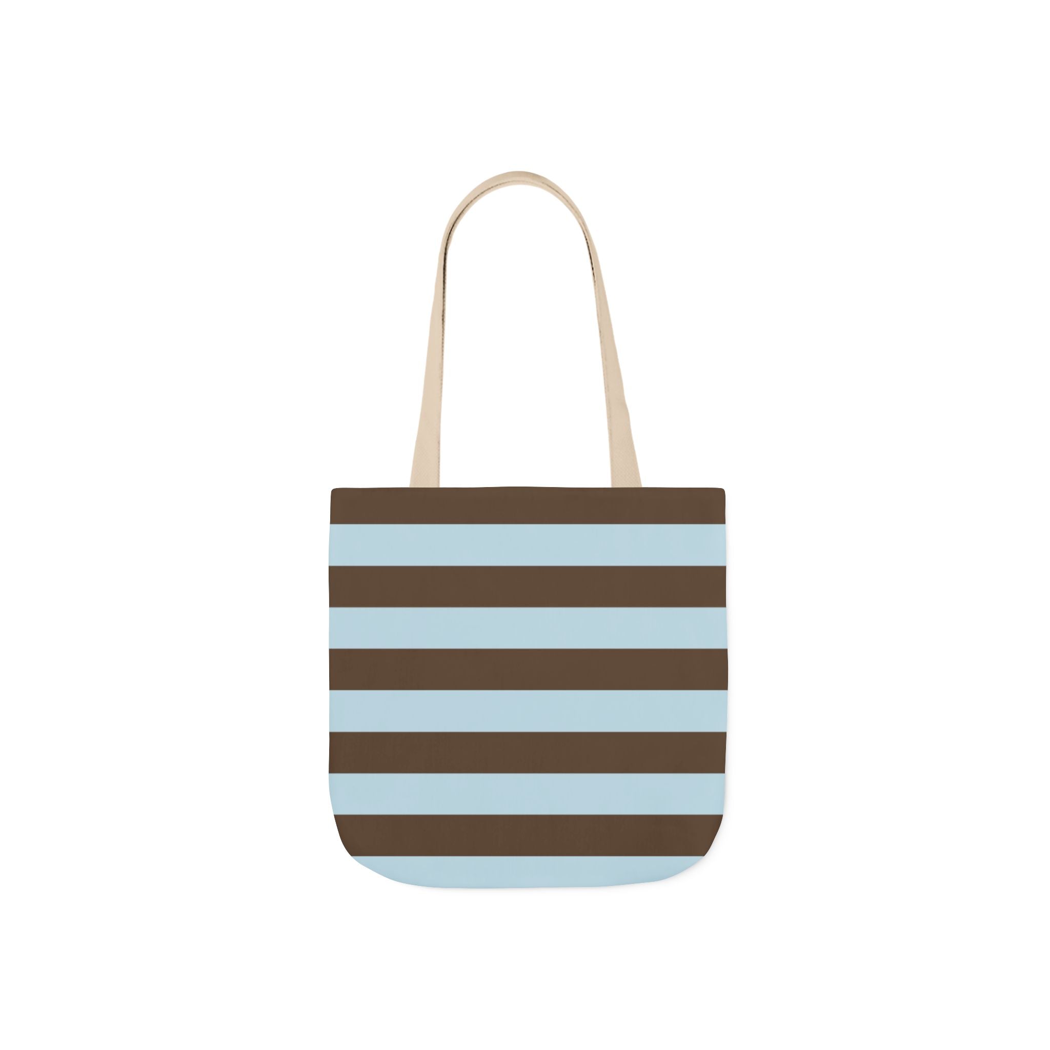 Striped Canvas Tote Bag — Blue & Brown Beach-Ready Shopper