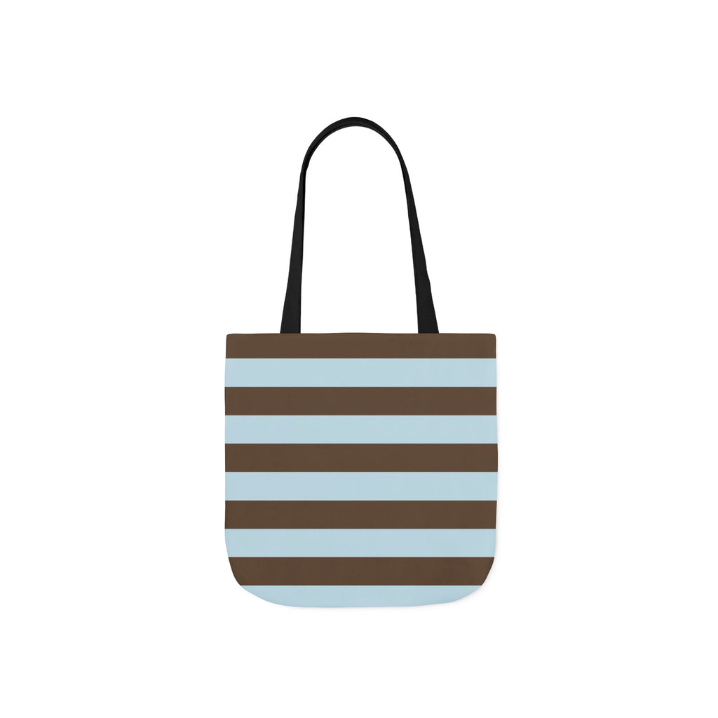 Striped Canvas Tote Bag — Blue & Brown Beach-Ready Shopper