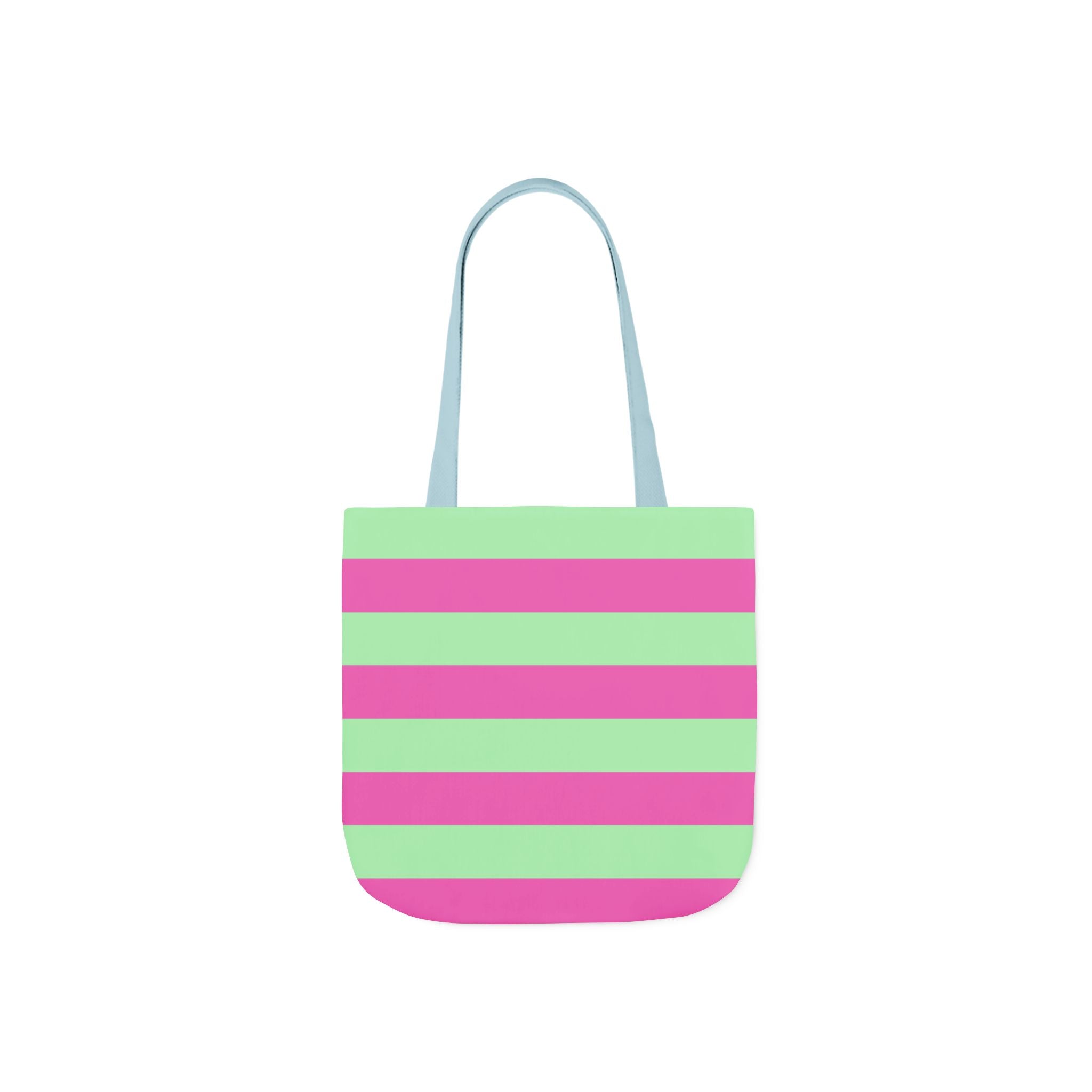 Striped Canvas Tote Bag — Pink & Green Beach-Ready Shopper