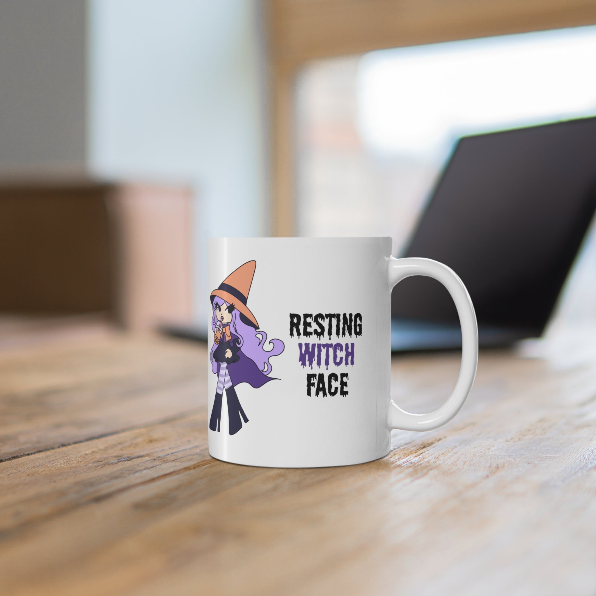Resting Witch Face Mug — Ceramic Coffee Cup