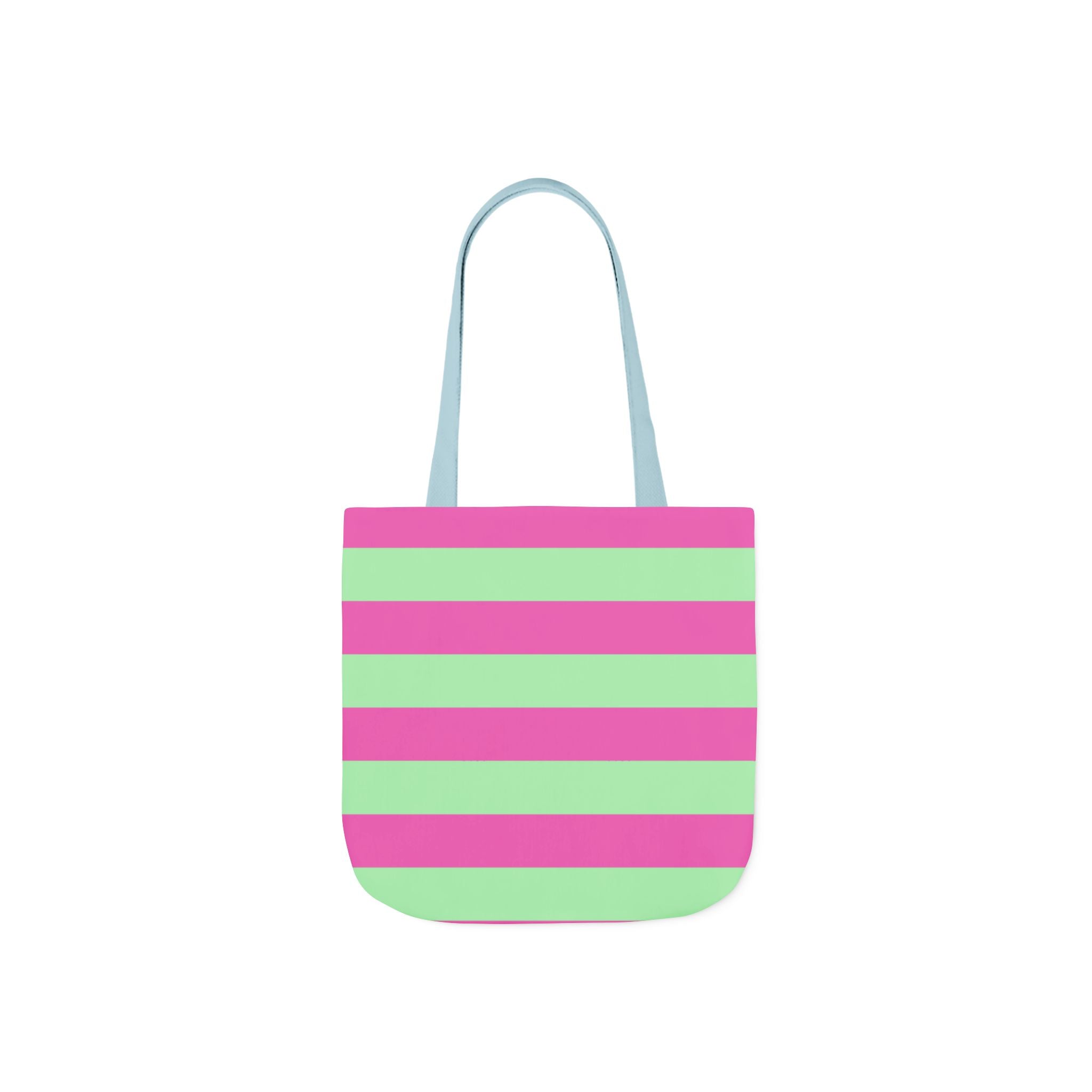 Striped Canvas Tote Bag — Pink & Green Beach-Ready Shopper