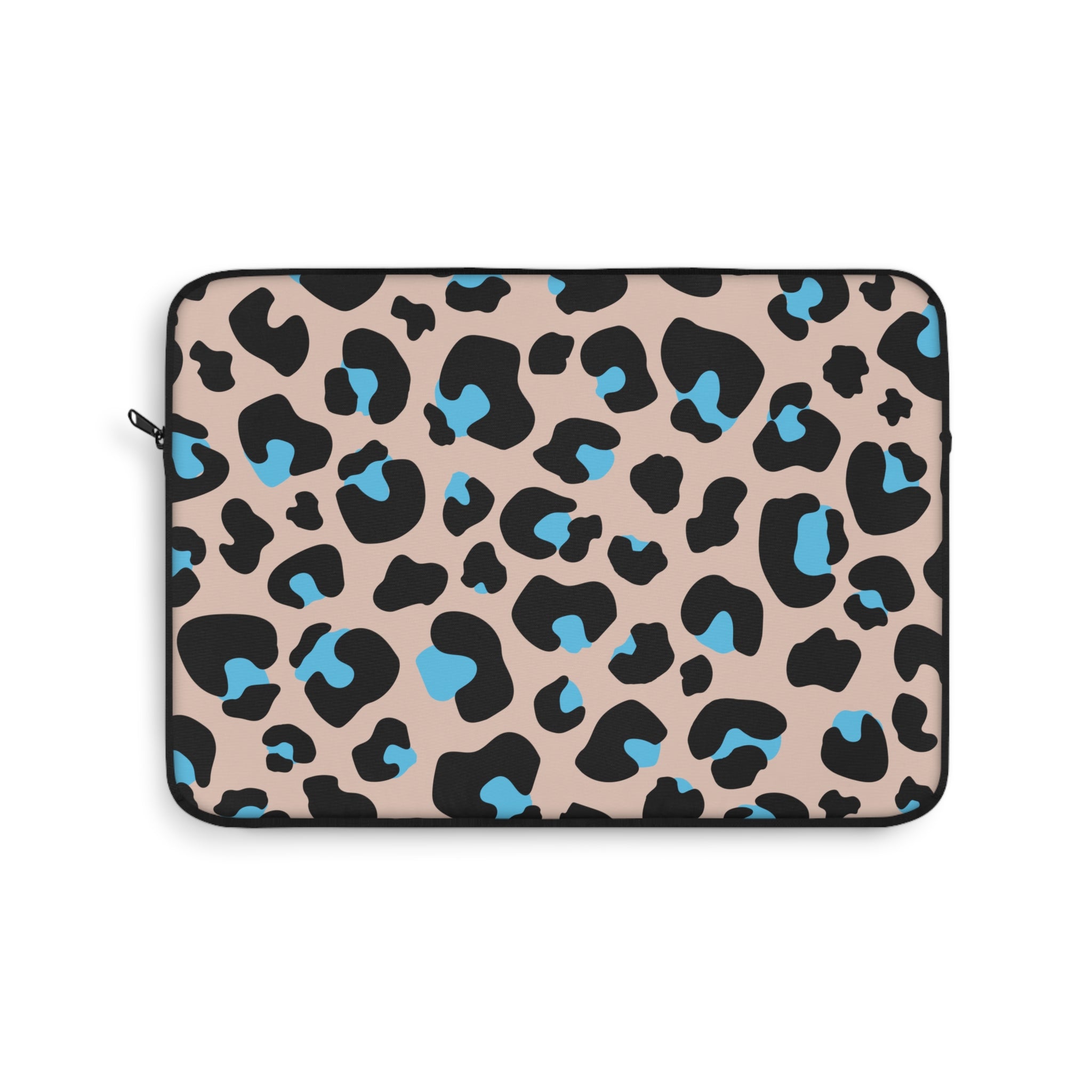 Blue Brown Leopard Print Laptop Sleeve - Protective Neoprene Cover