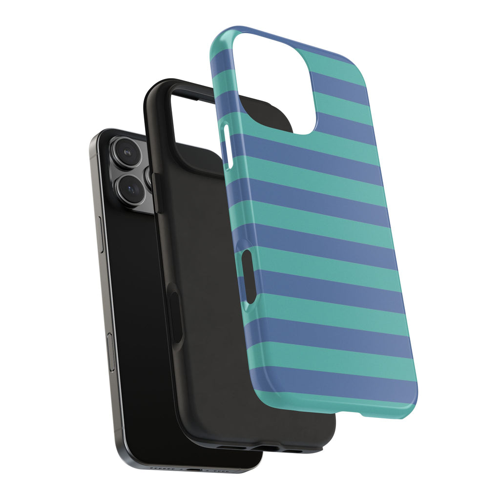 iPhone Case Navy Aqua Stripes