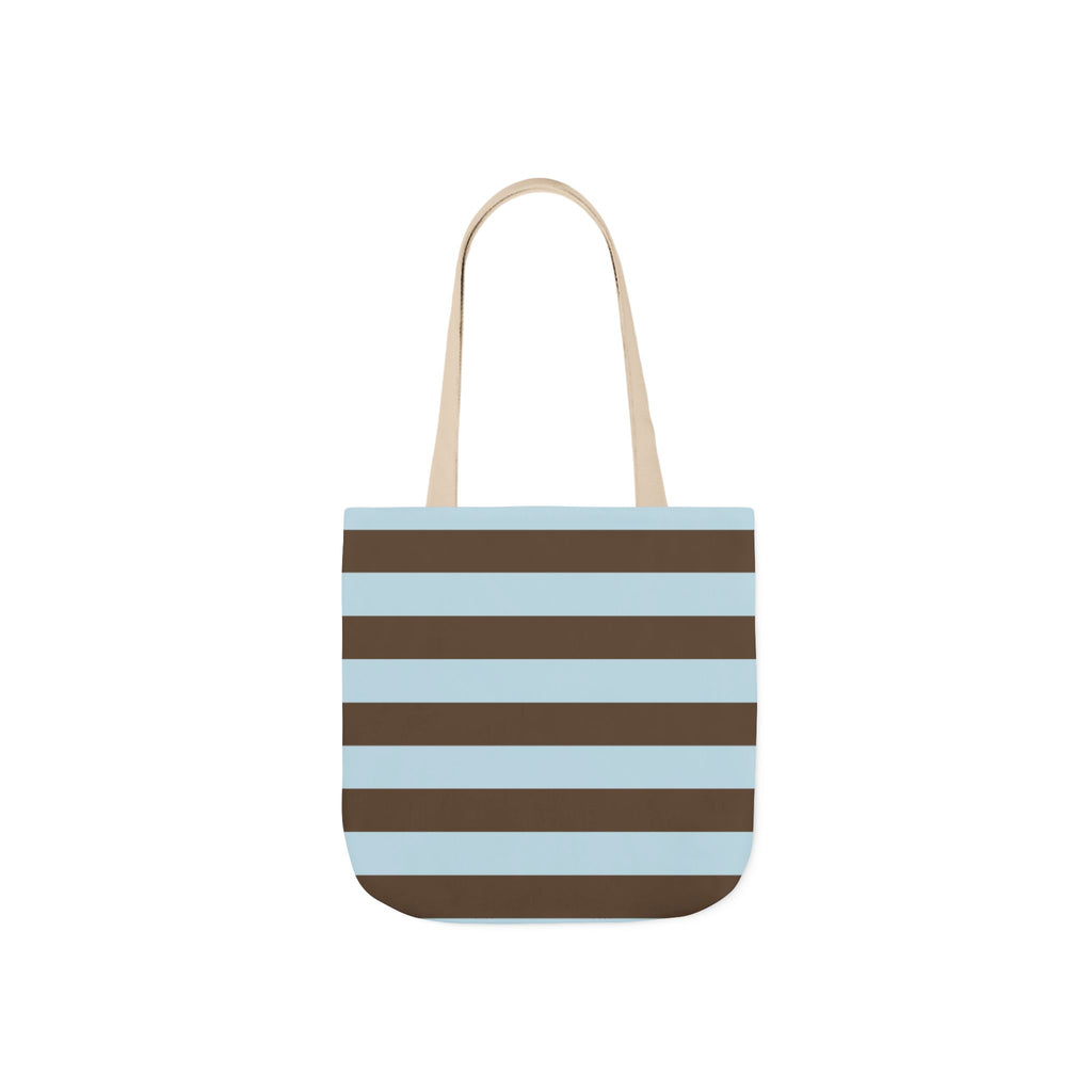 Striped Canvas Tote Bag — Blue & Brown Beach-Ready Shopper